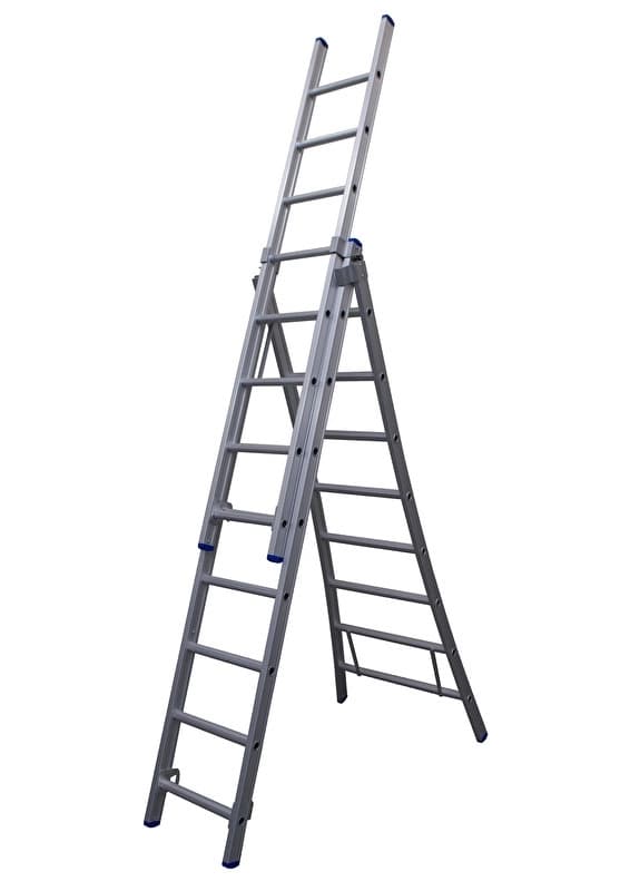 Ladder uitschuifbaar 3-delig 3 x 8 Solide