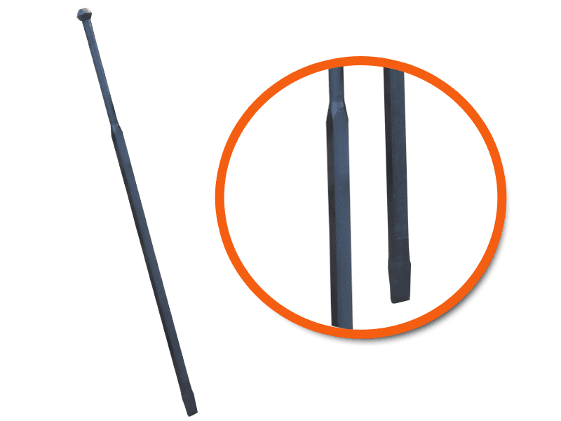 Dewit stootijzer rond 28mm met beitel 100cm vierkant