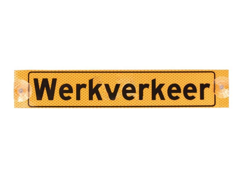 Werkverkeer bordje met zuignappen