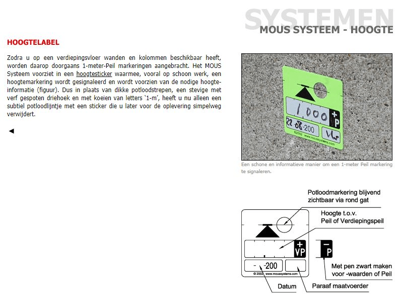 Mous hoogte/peil sticker 1270