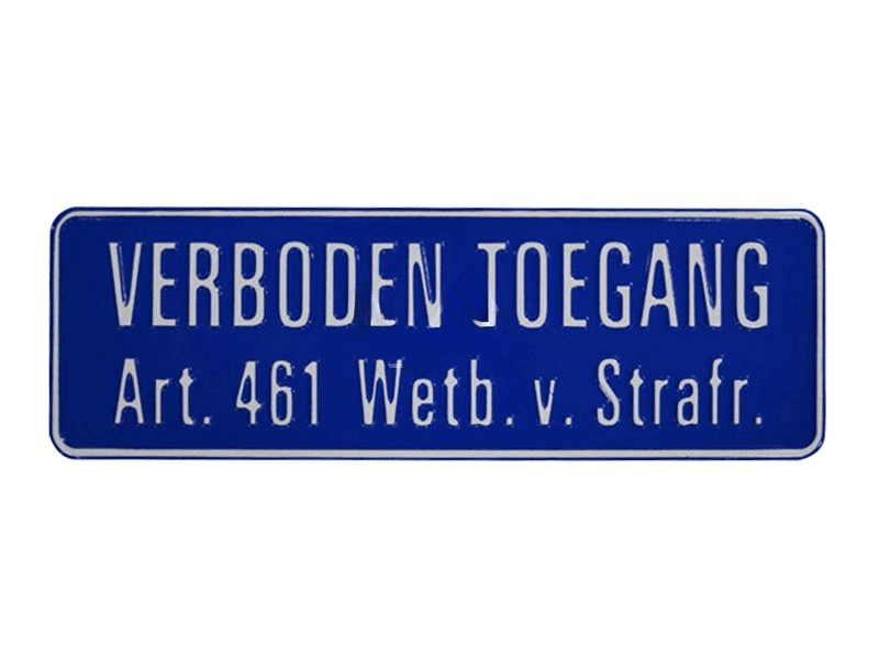 Verboden Toegang geperst metaal 34 x 11 cm