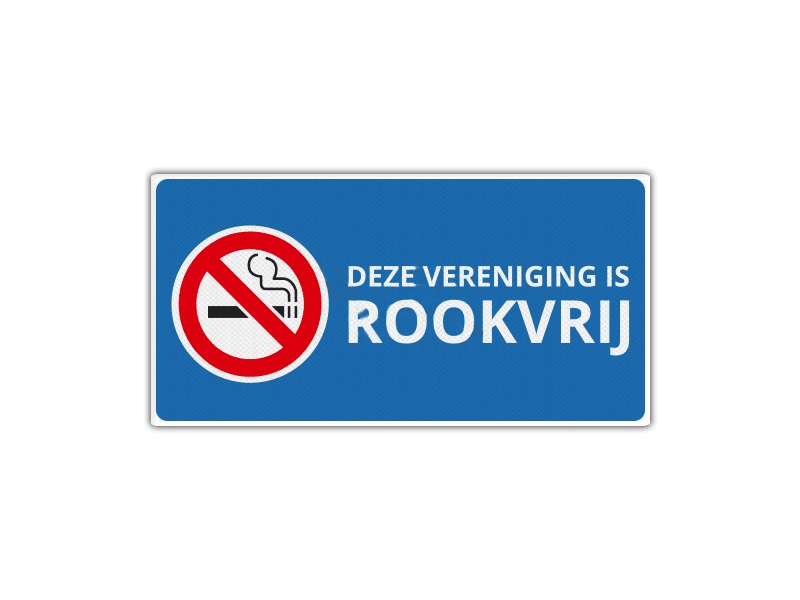 Verkeersbord RV14 - vlak - Deze Vereniging is Rookvrij 40 x 20