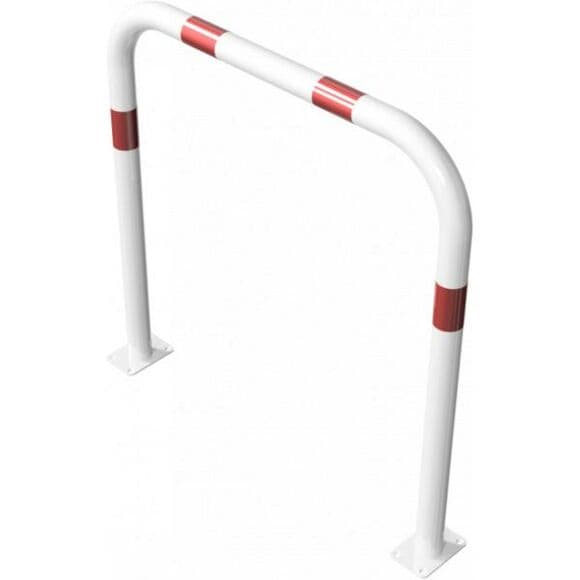 Sluishek 1000 mm hoog wit-rood met dwarsstang en voet | ø 60 mm
