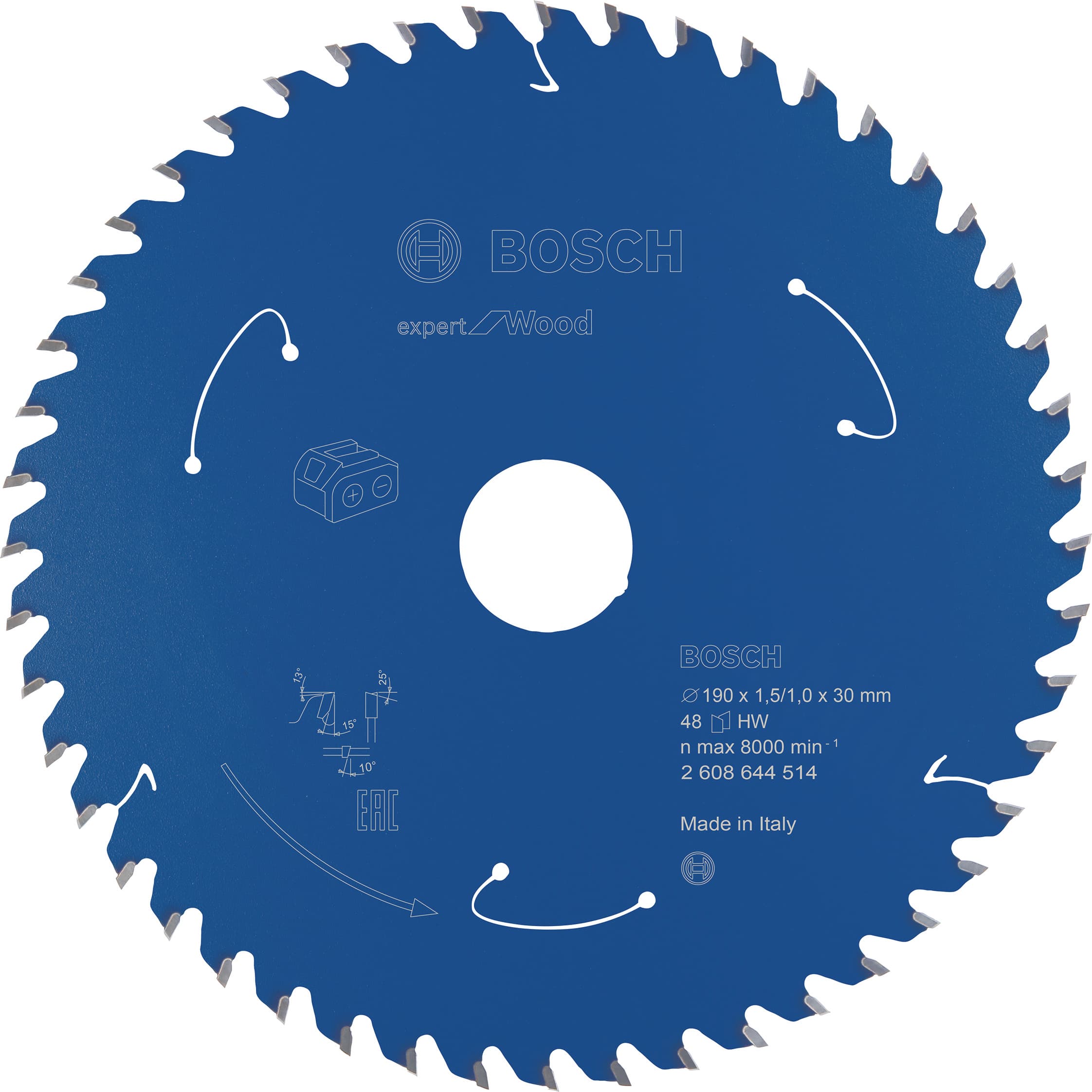 Bosch cirkelzaagblad Expert for Wood Professional 190x30mm 48T accu