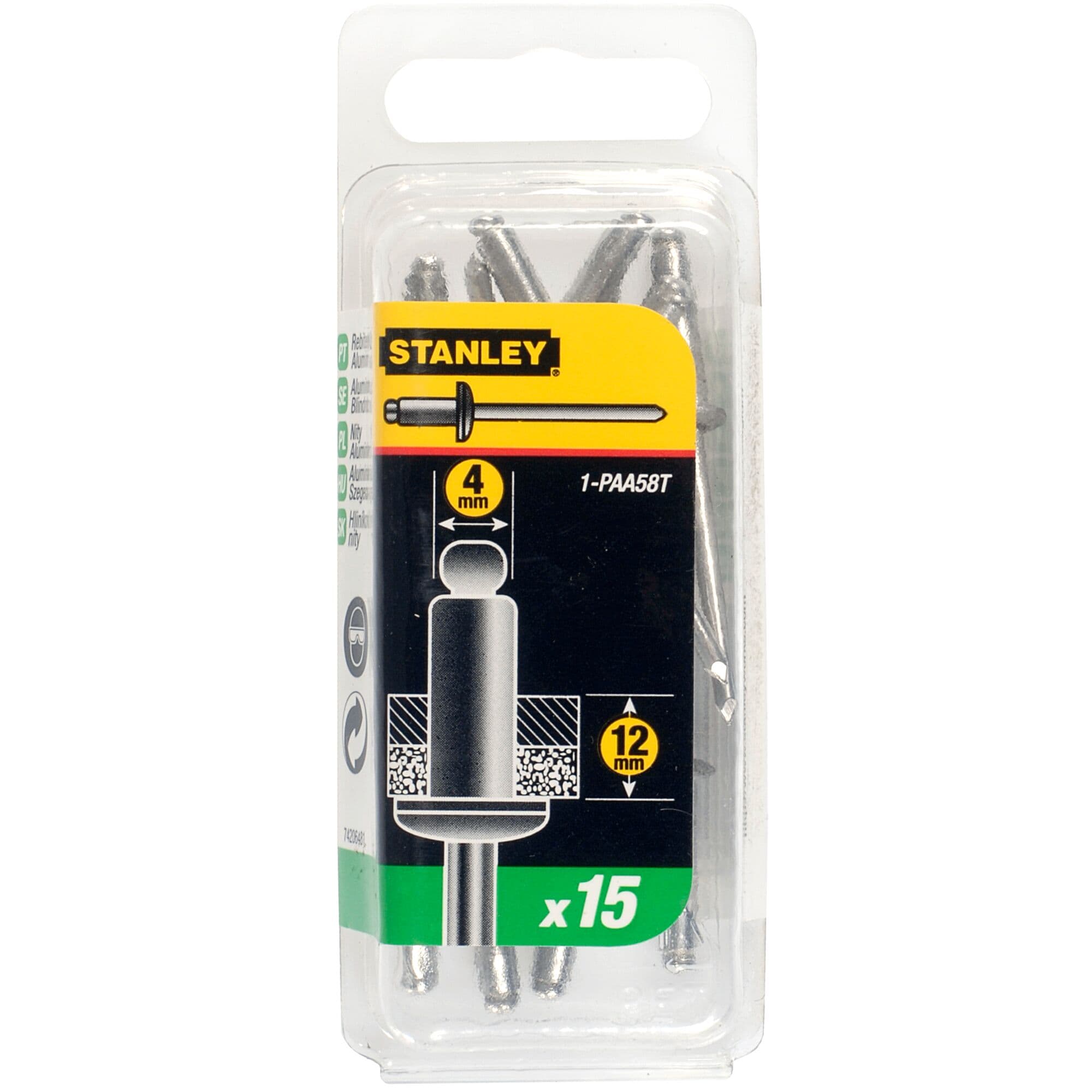 Stanley Popnagels 4x12mm 15 stuks 1-PAA58T