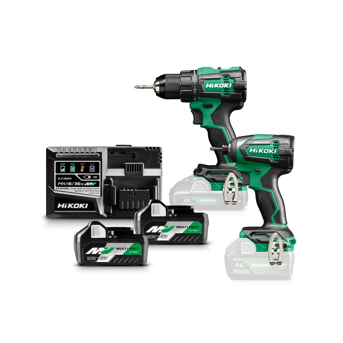 Hikoki combiset KC18DEWAZ 2-kit 18V 2x 2.5/5.0Ah HSC III