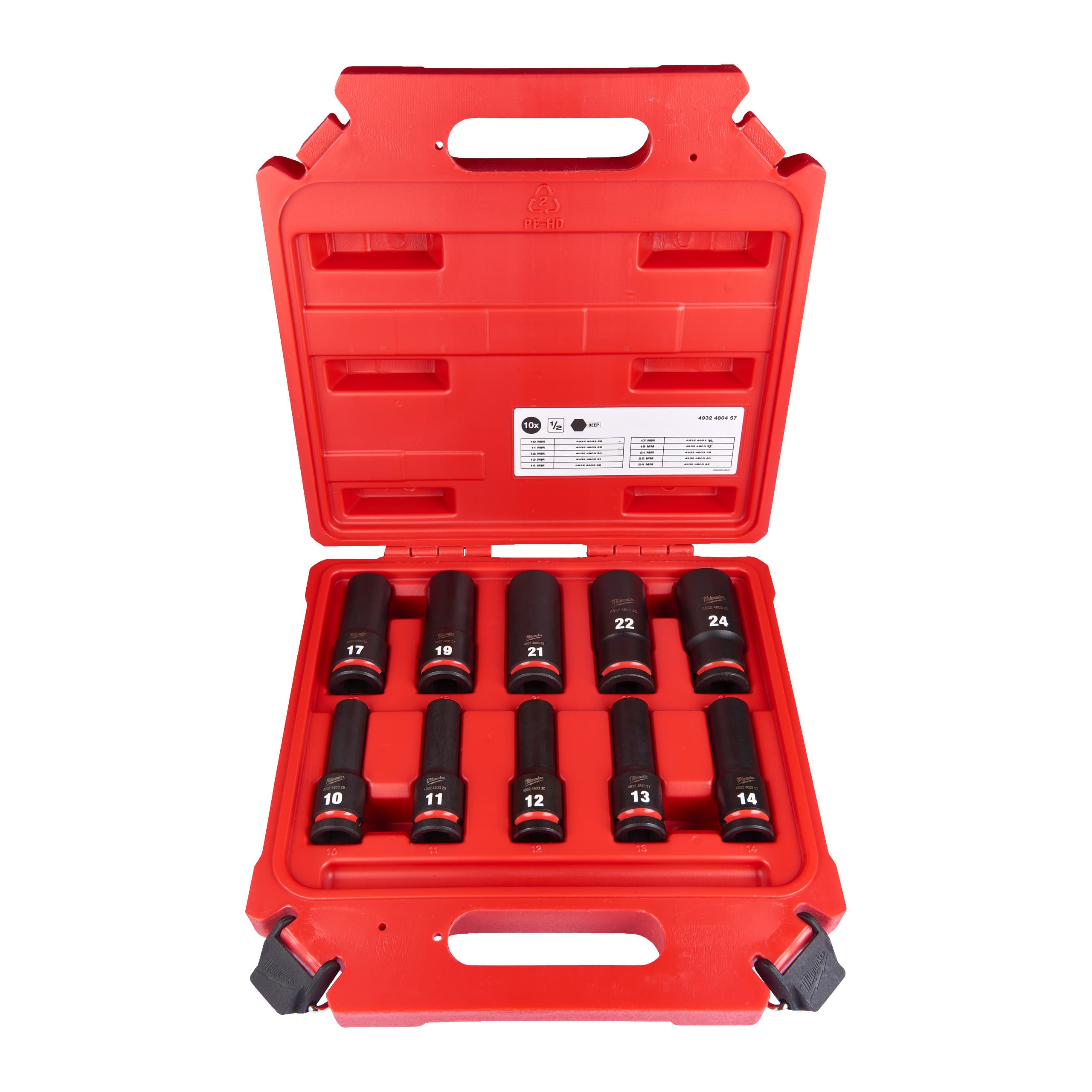 Milwaukee Doppenset SHOCKWAVE 1/2 lang 10dlg 10-24mm