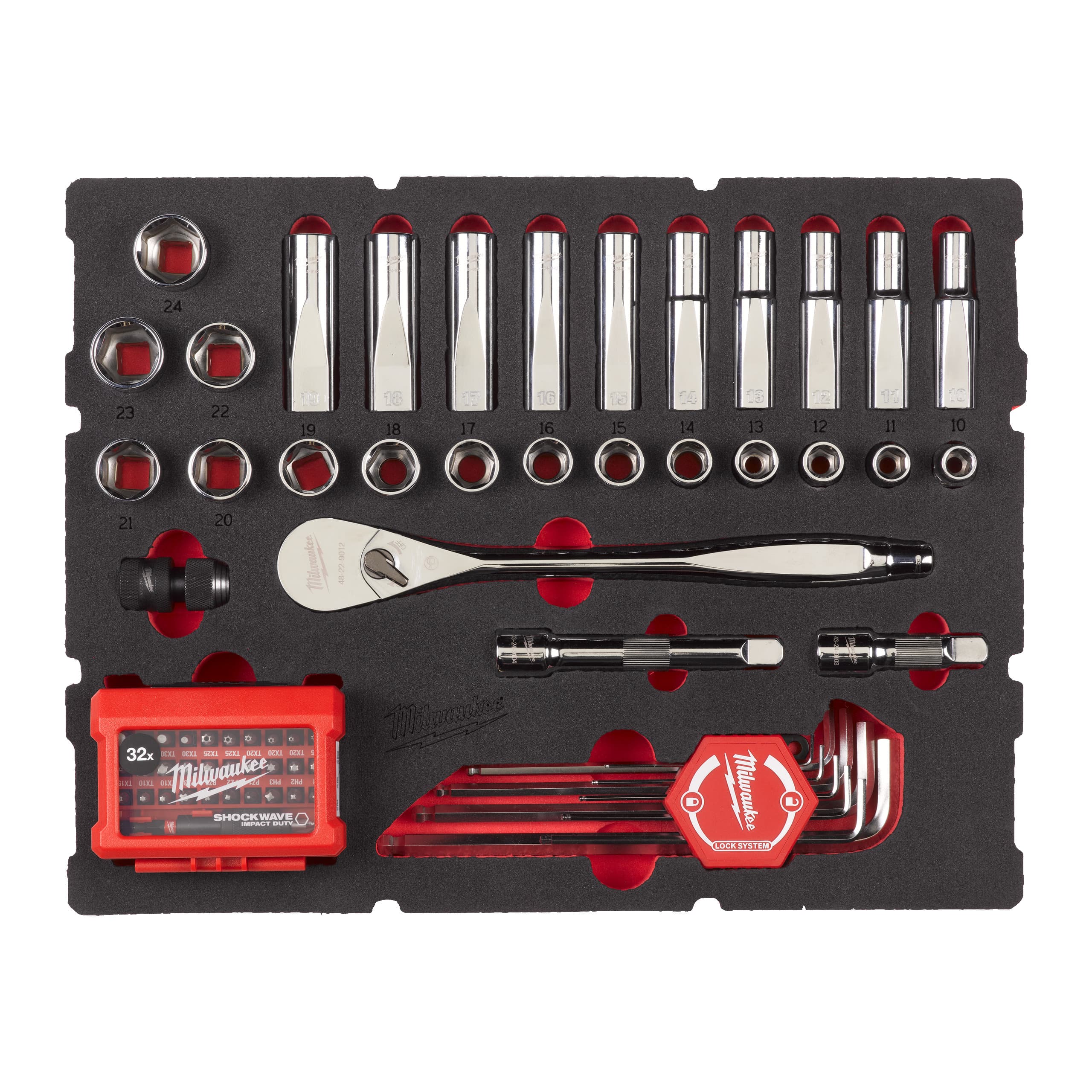 Milwaukee Foam Inlay PACKOUT doppenset 1/2'' (65-delig)