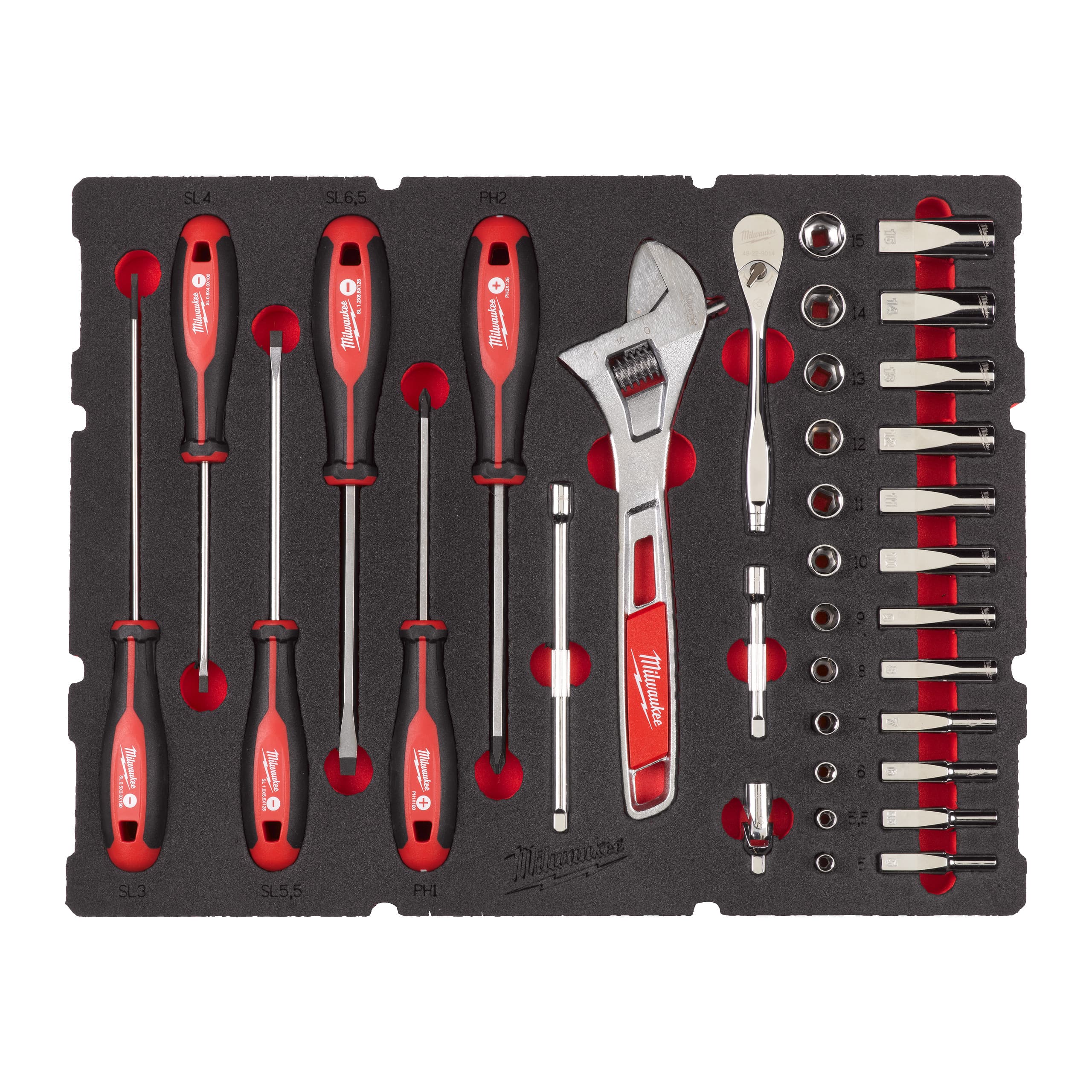 Milwaukee Foam Inlay PACKOUT doppenset 1/4" (35-delig)