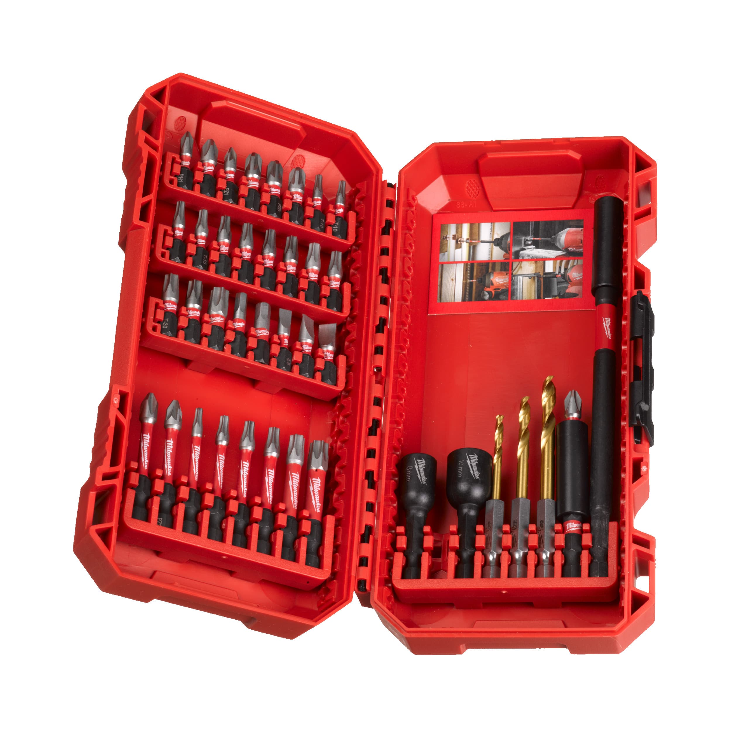 Milwaukee Schroefbitset SHOCKWAVE 40-delig, bits, doppen en Red Hex boren