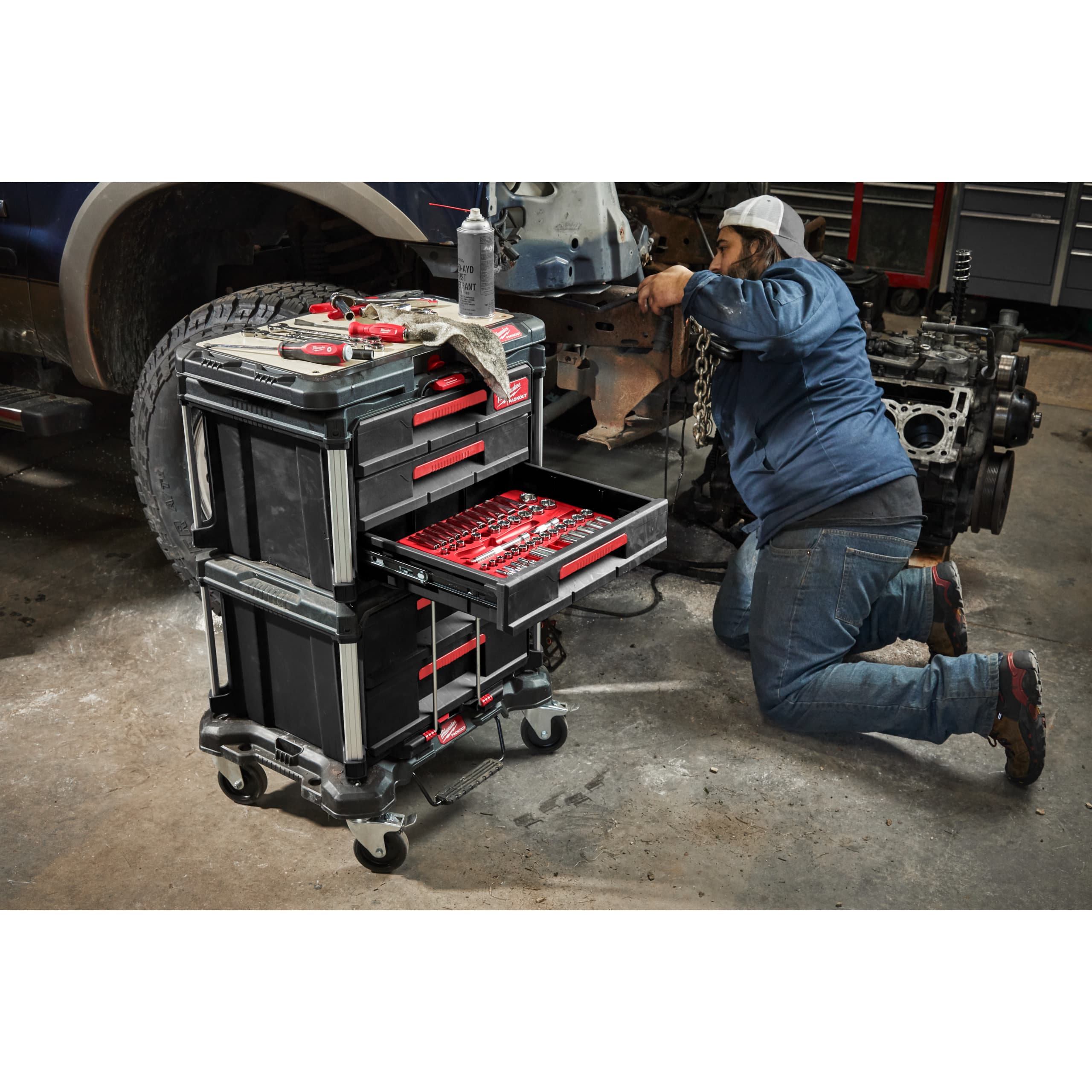 136852_Milwaukee_PACKOUT_Transport_set_4_delig_Flat_Trolley__Box_2_drawer__3_drawer__Worktop_p2
