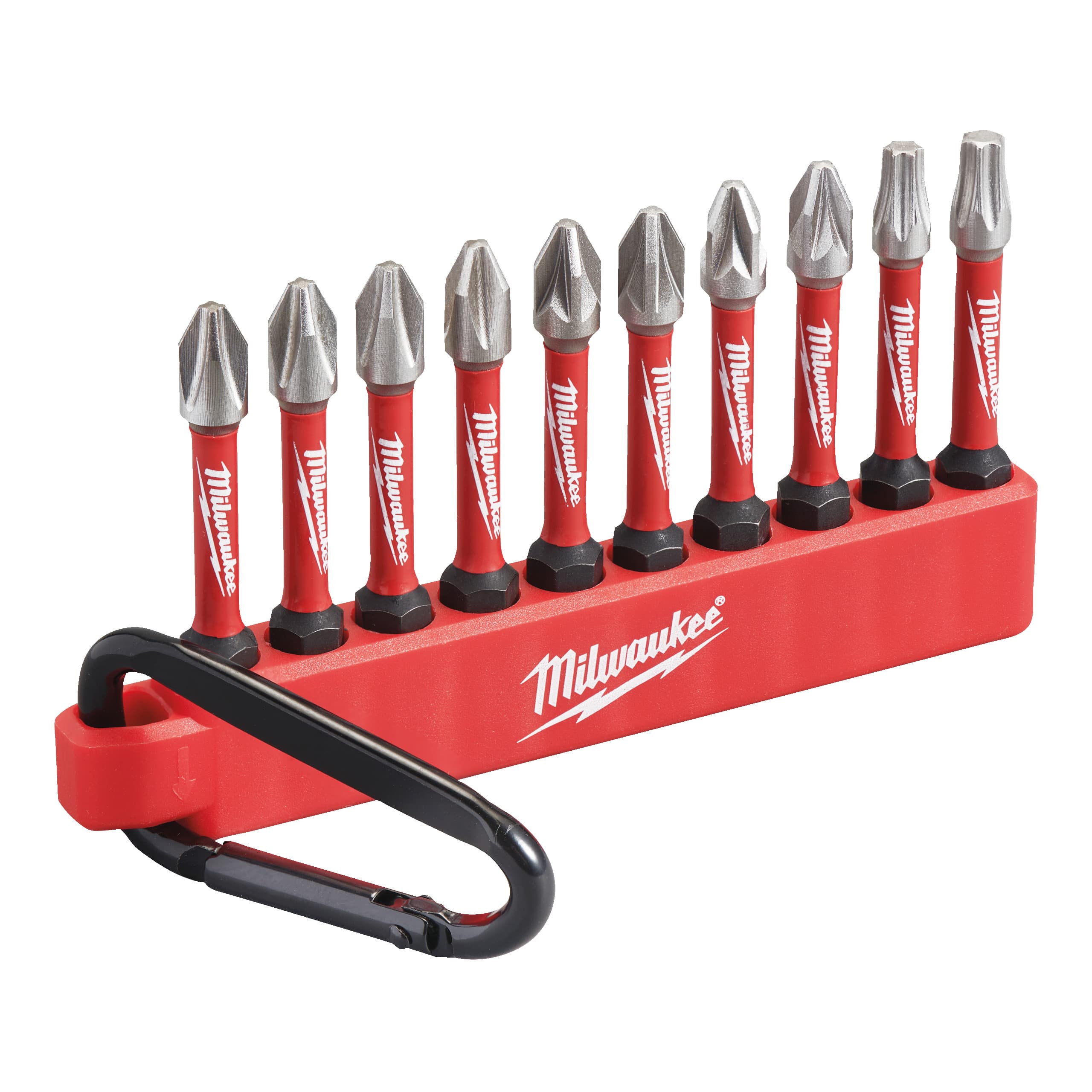 Milwaukee Schroefbitset SHOCKWAVE 10-delig Carabiner