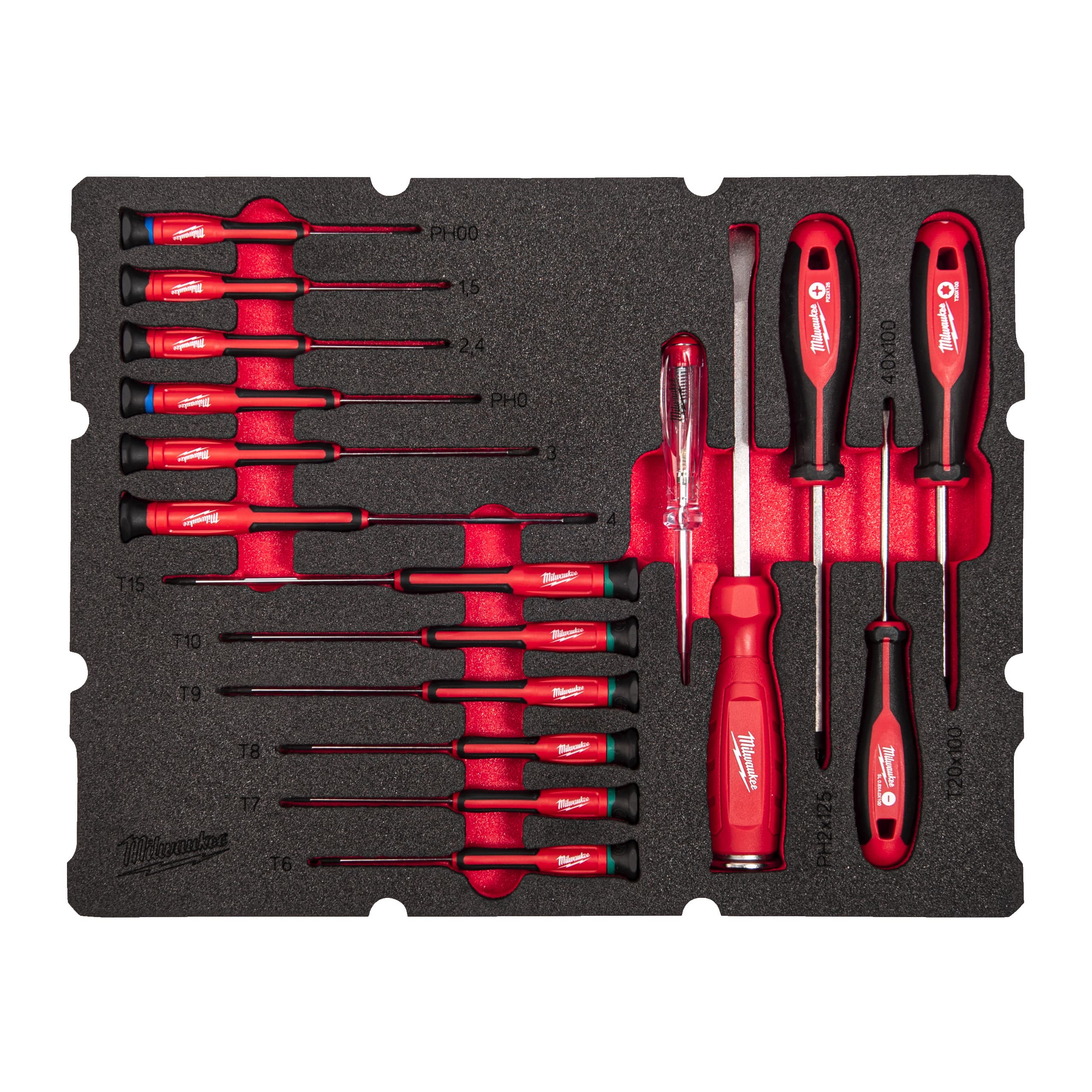 Milwaukee Foam Inlay PACKOUT precisie schroevendraaier set (17-delig)