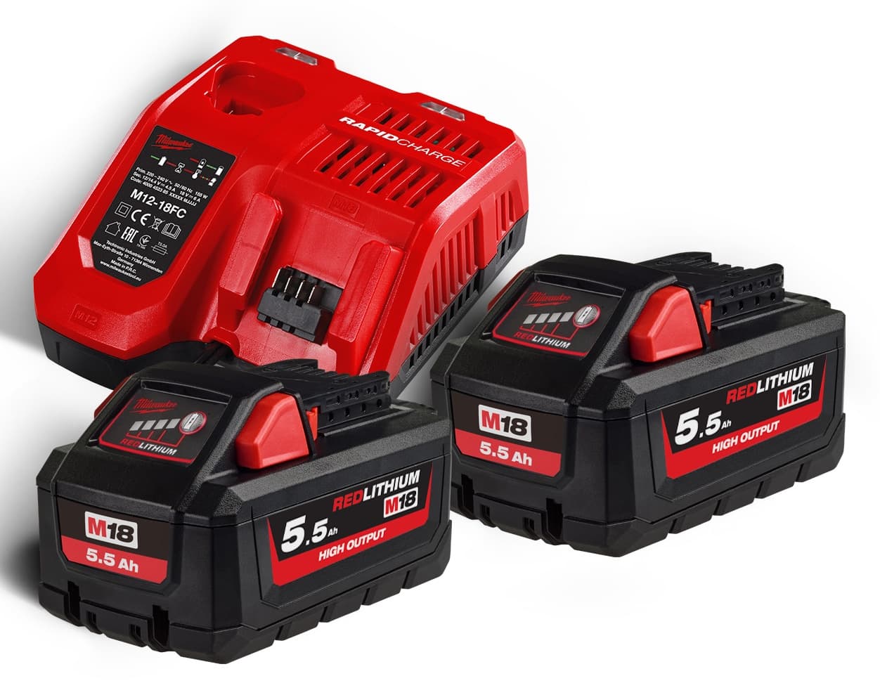Milwaukee accu startset M18 HNRG-552 6A lader 2x 5,5Ah High Output