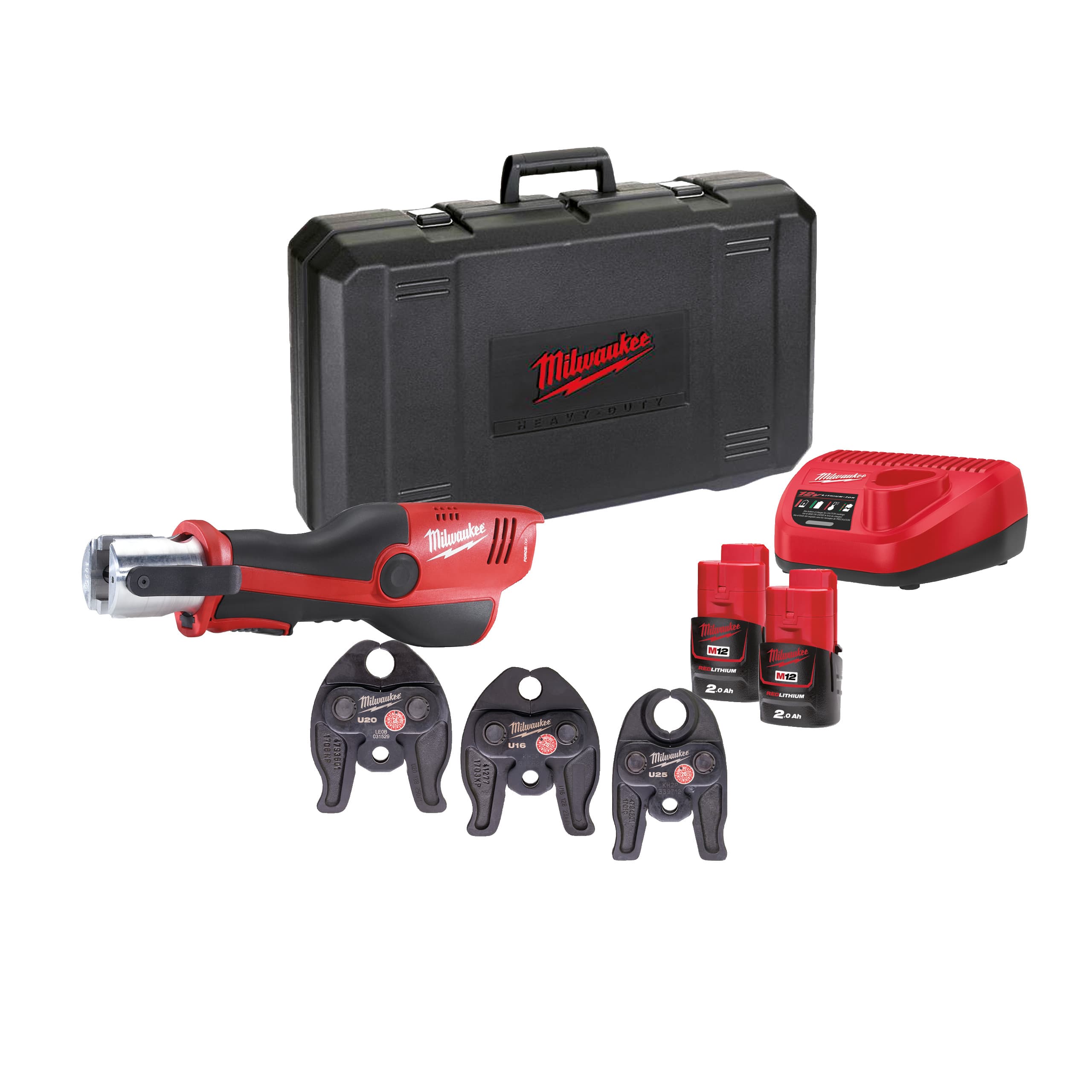 Milwaukee perstang M12 HPT-202C U-SET 2x 2,0Ah U-profiel bek 16/20/25 koffer