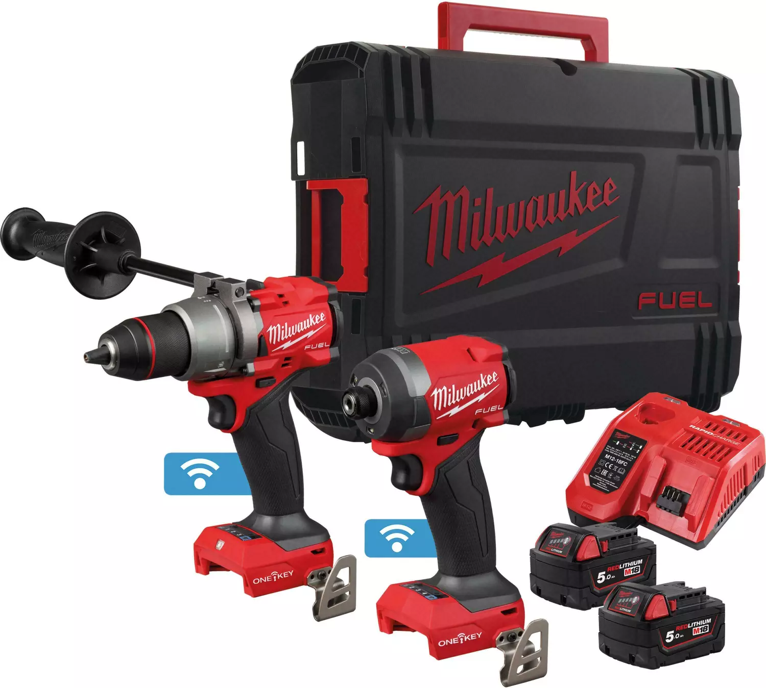 Milwaukee combiset M18 ONEPP2A3-502X 2-kit 2x 5,0Ah ONE-KEY Powerpack