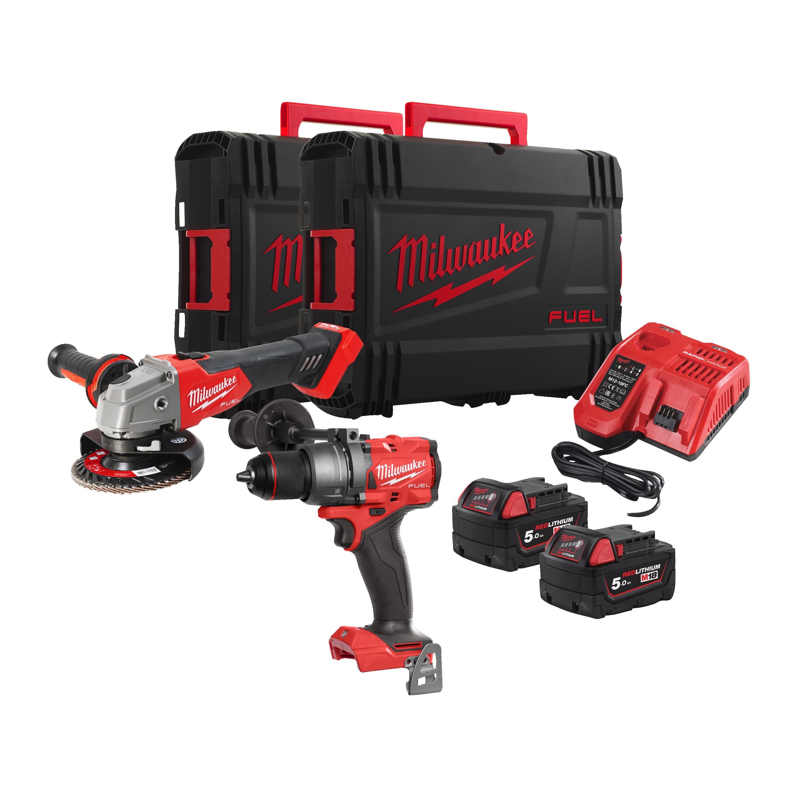 Milwaukee combiset M18 FPP2E3-502X 2-kit 2x 5,0Ah FUEL Powerpack