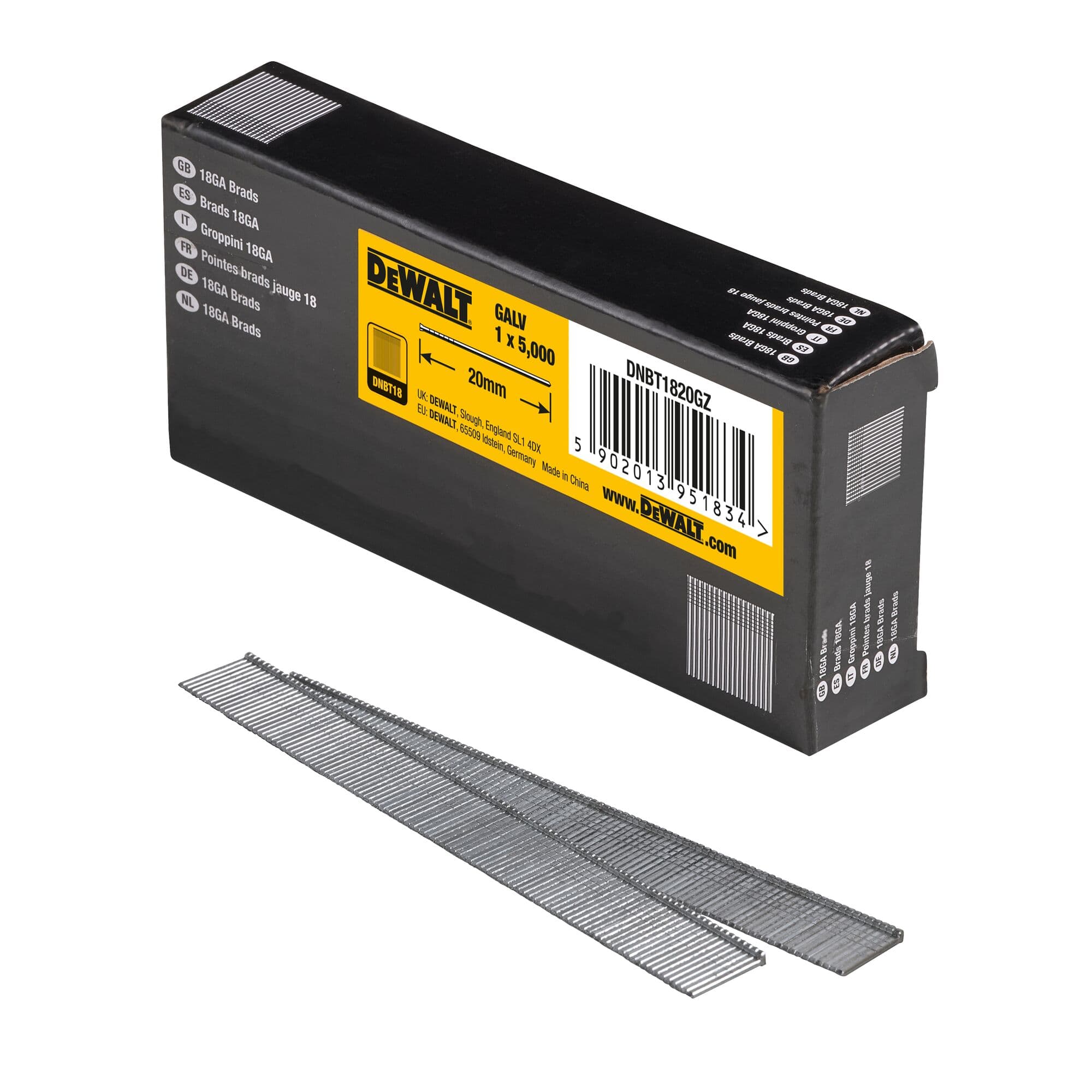 Dewalt minibrads 18Ga ø1.2 - 50mm gegalvaniseerd 5m DNBT1850GZ DNBT1850GZ