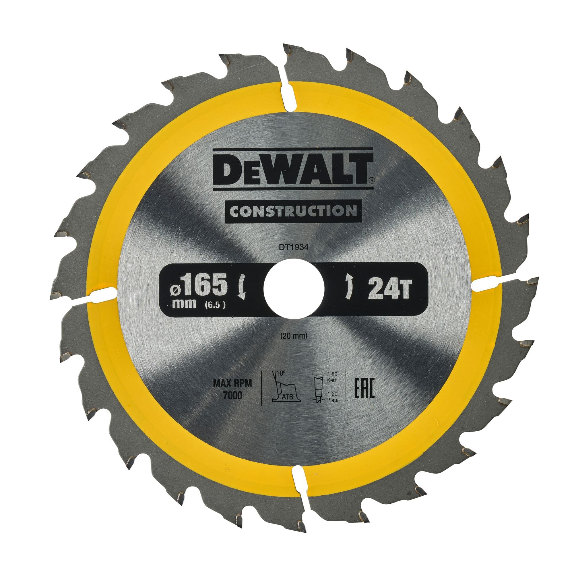 Dewalt Cirkelzaagblad 165x20x1.80 24T Construction DT1934-QZ