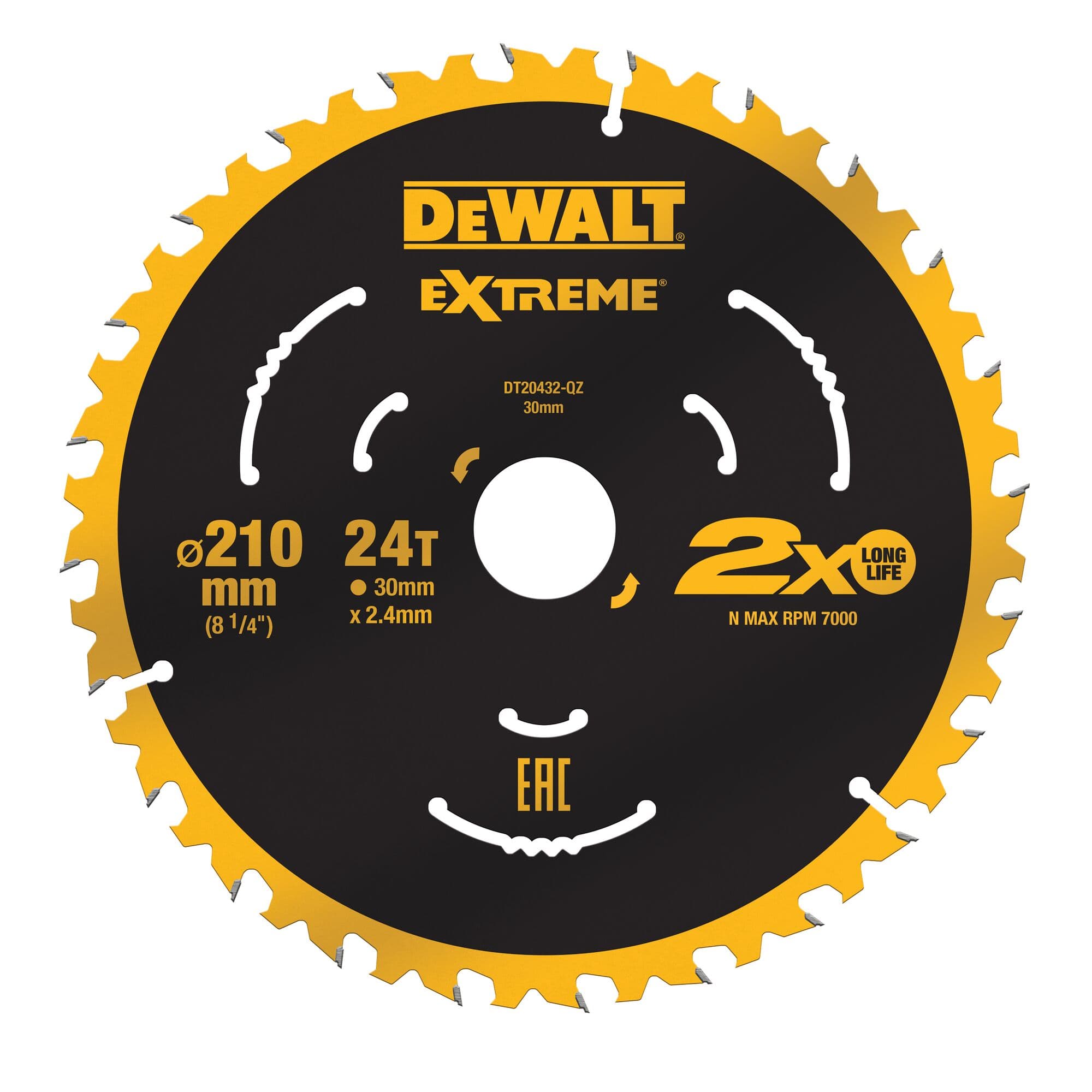 Dewalt Cirkelzaagblad 210x30x2.75 24T TCT Extreme DT20432-QZ