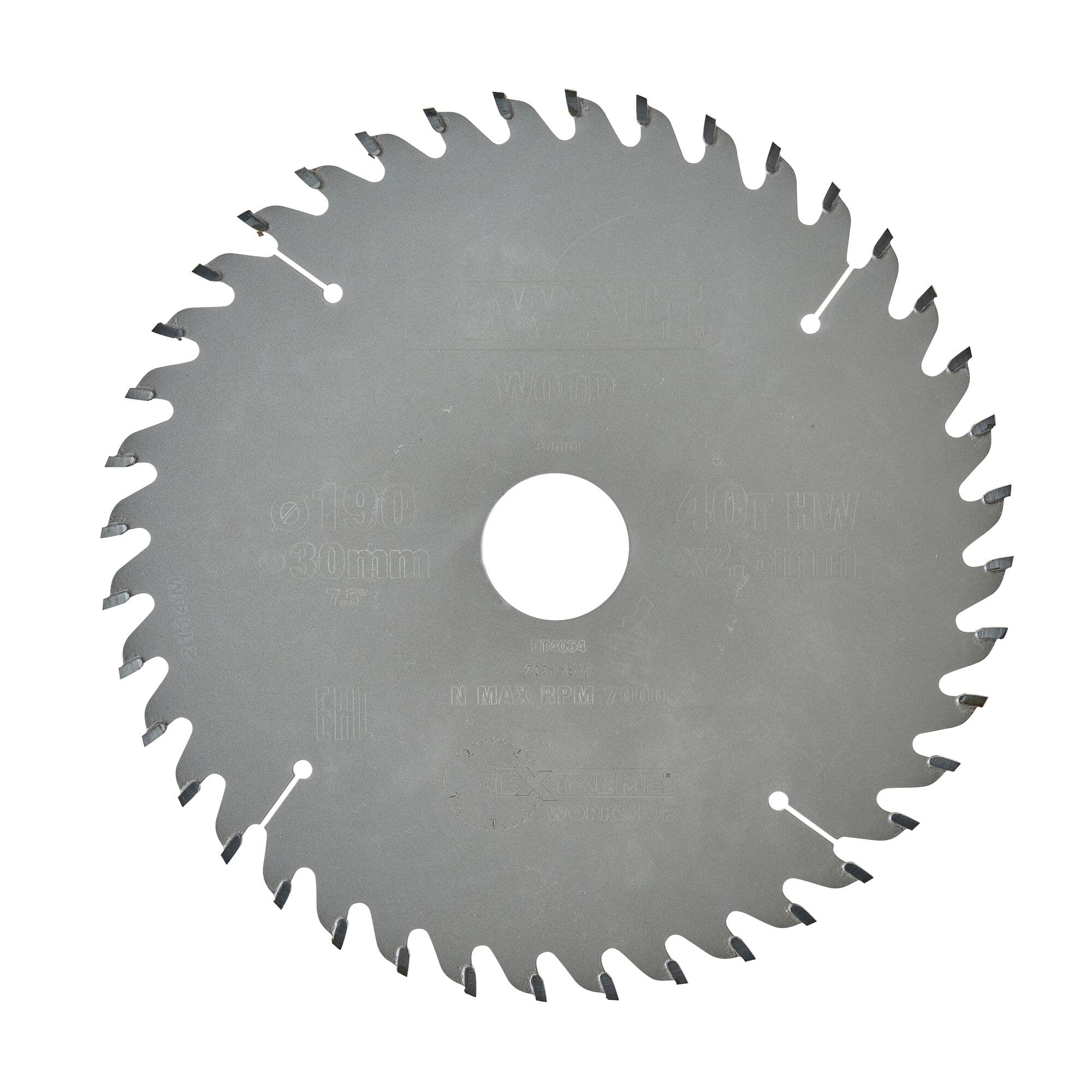 Dewalt Cirkelzaagblad 190x30x2.60 40T wisseltand 10° DT4064-QZ