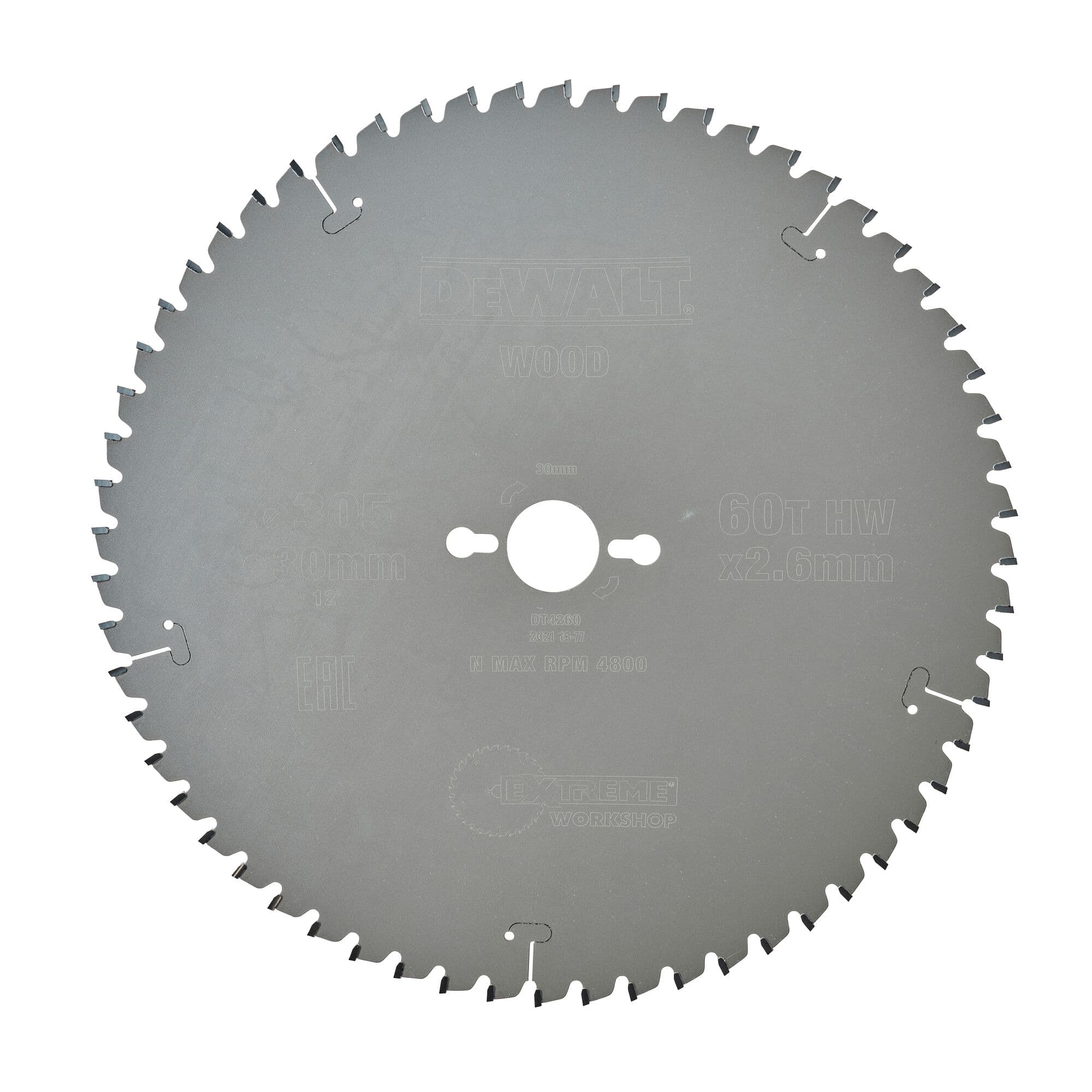 Dewalt Cirkelzaagblad 305x30x2.60 60T wisseltand -5° DT4260-QZ