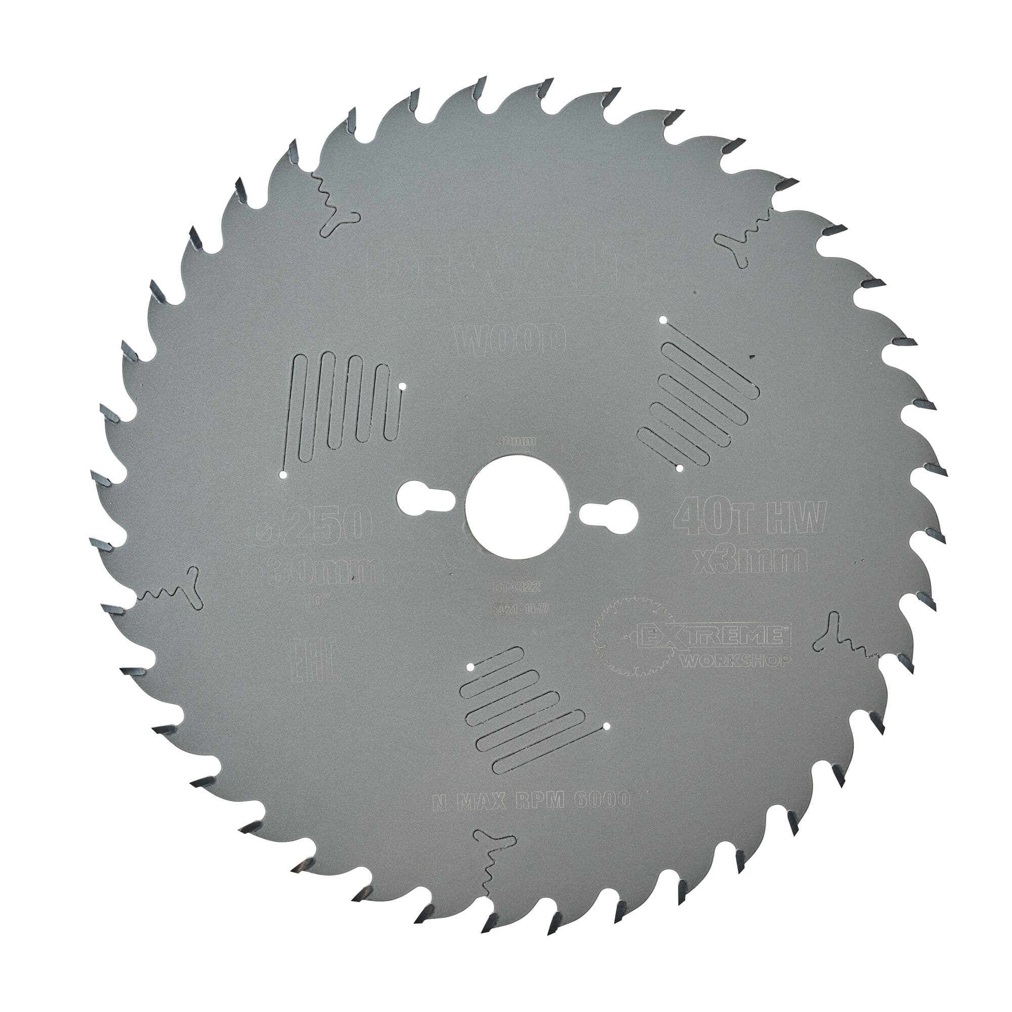 Dewalt Cirkelzaagblad 250x30x3.00 40T wisseltand 10° DT4322-QZ