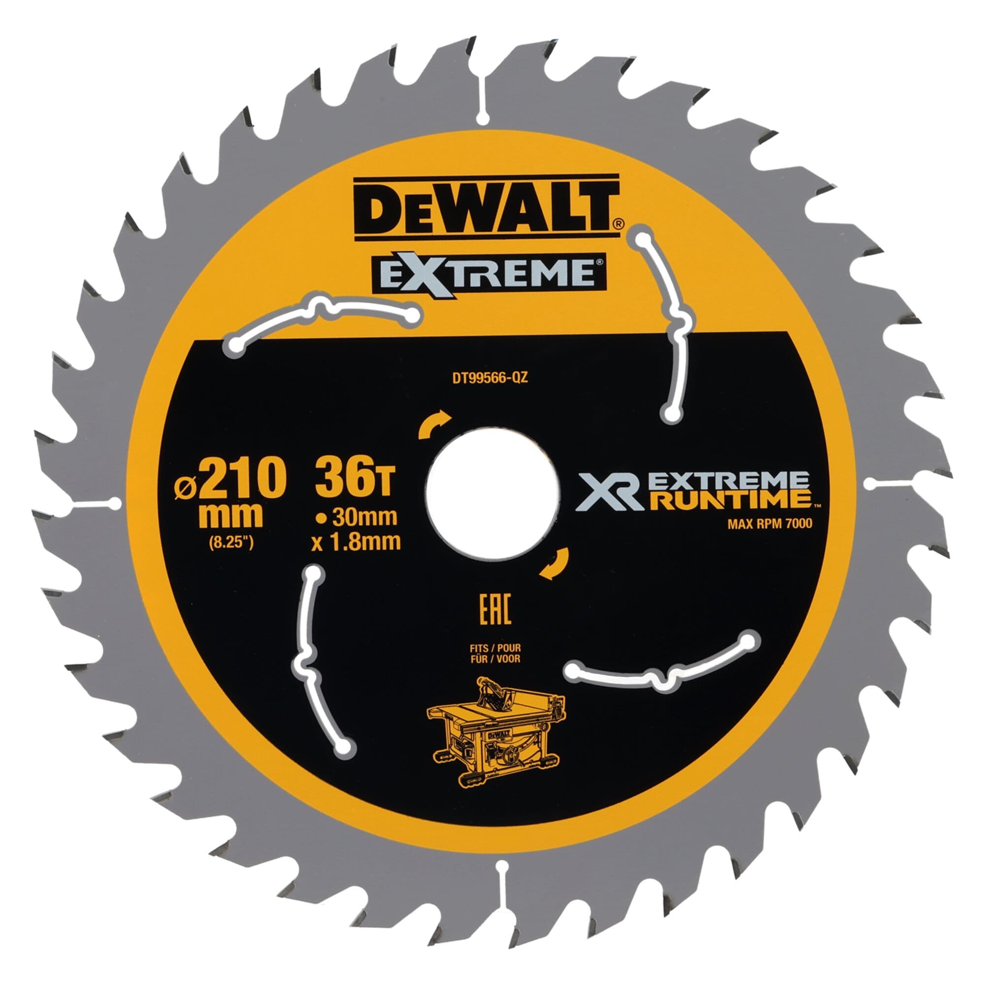 Dewalt Cirkelzaagblad 210x30x1.80 36T Xtreme Runtime DT99566-QZ