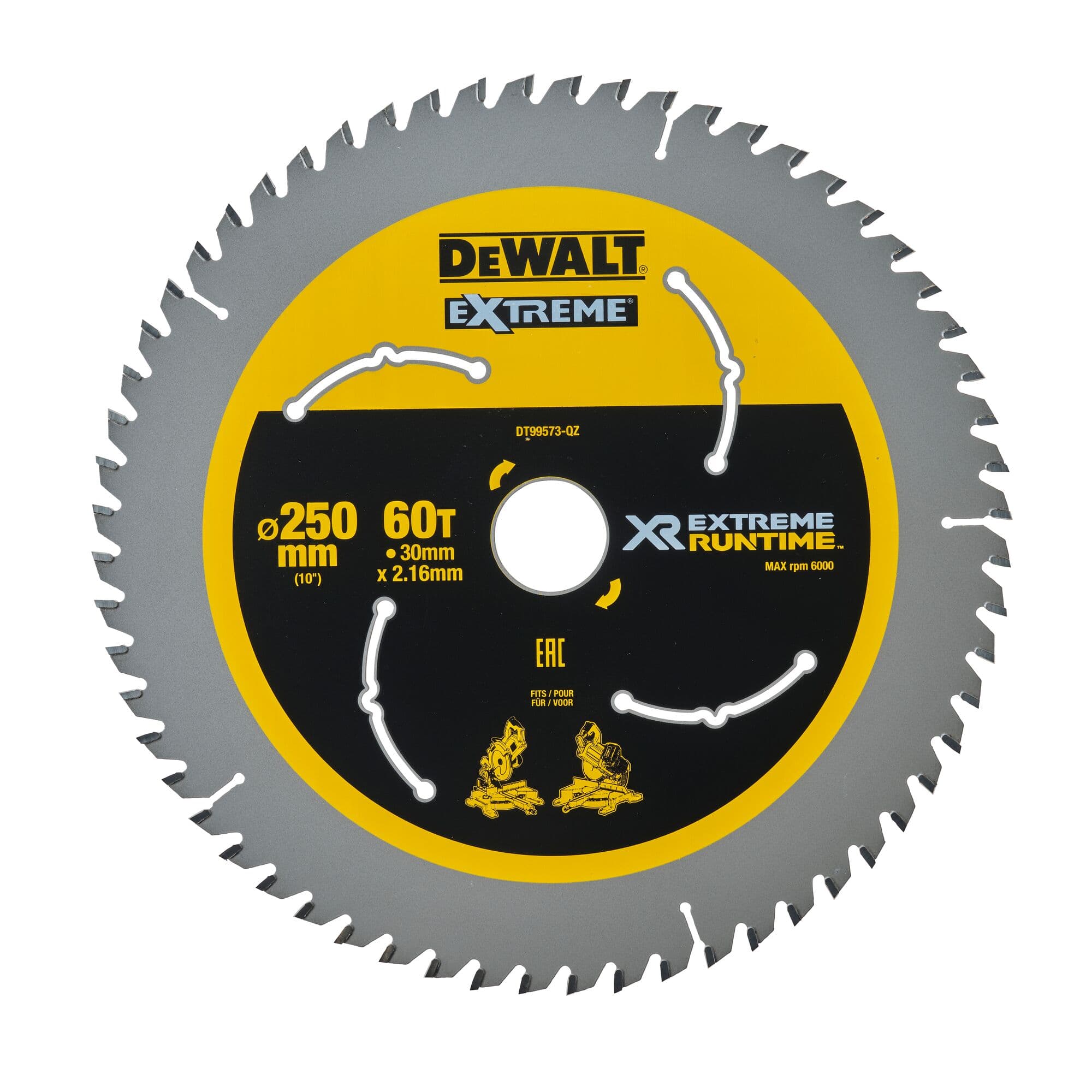 Dewalt Cirkelzaagblad 250x30x2.16 60T Xtreme Runtime DT99573-QZ