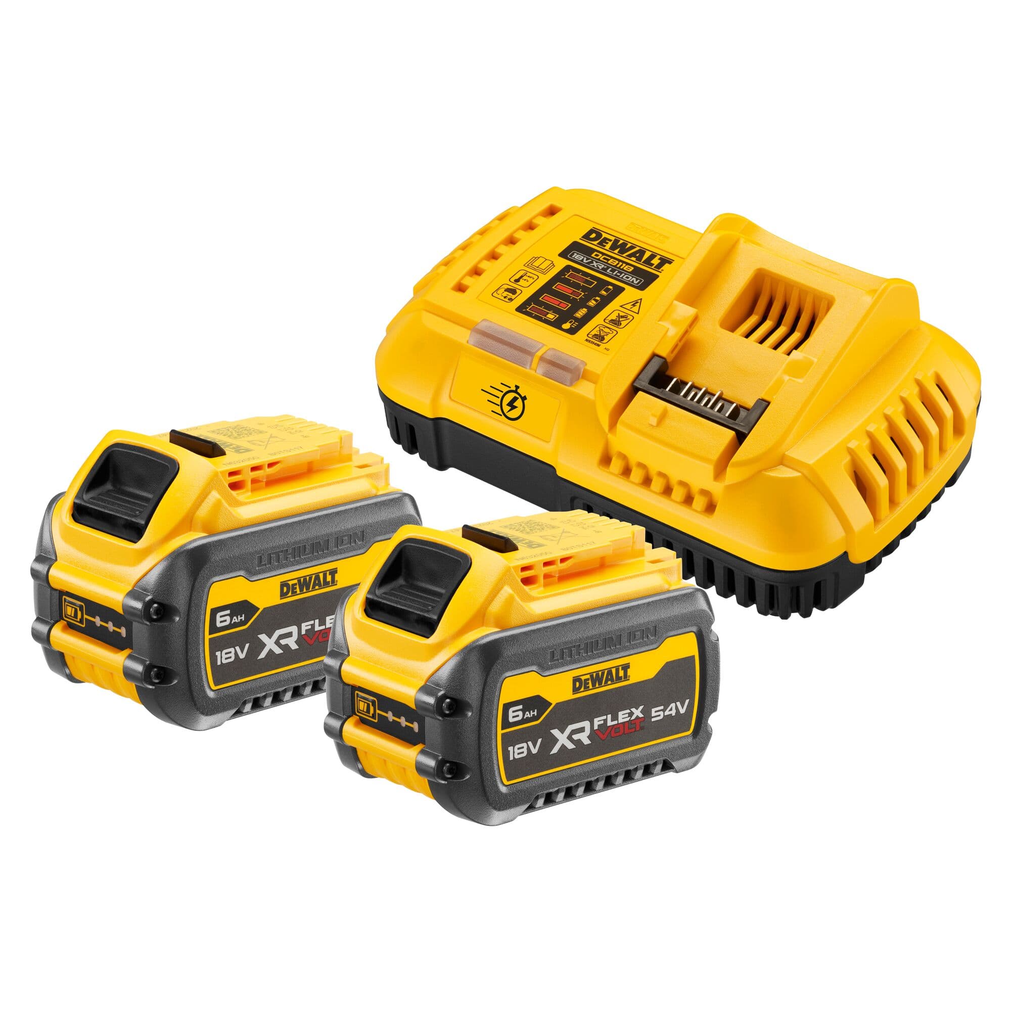 DeWalt startset 2x 6.0Ah DCB118T2-QW lader 8A 54V Flexvolt