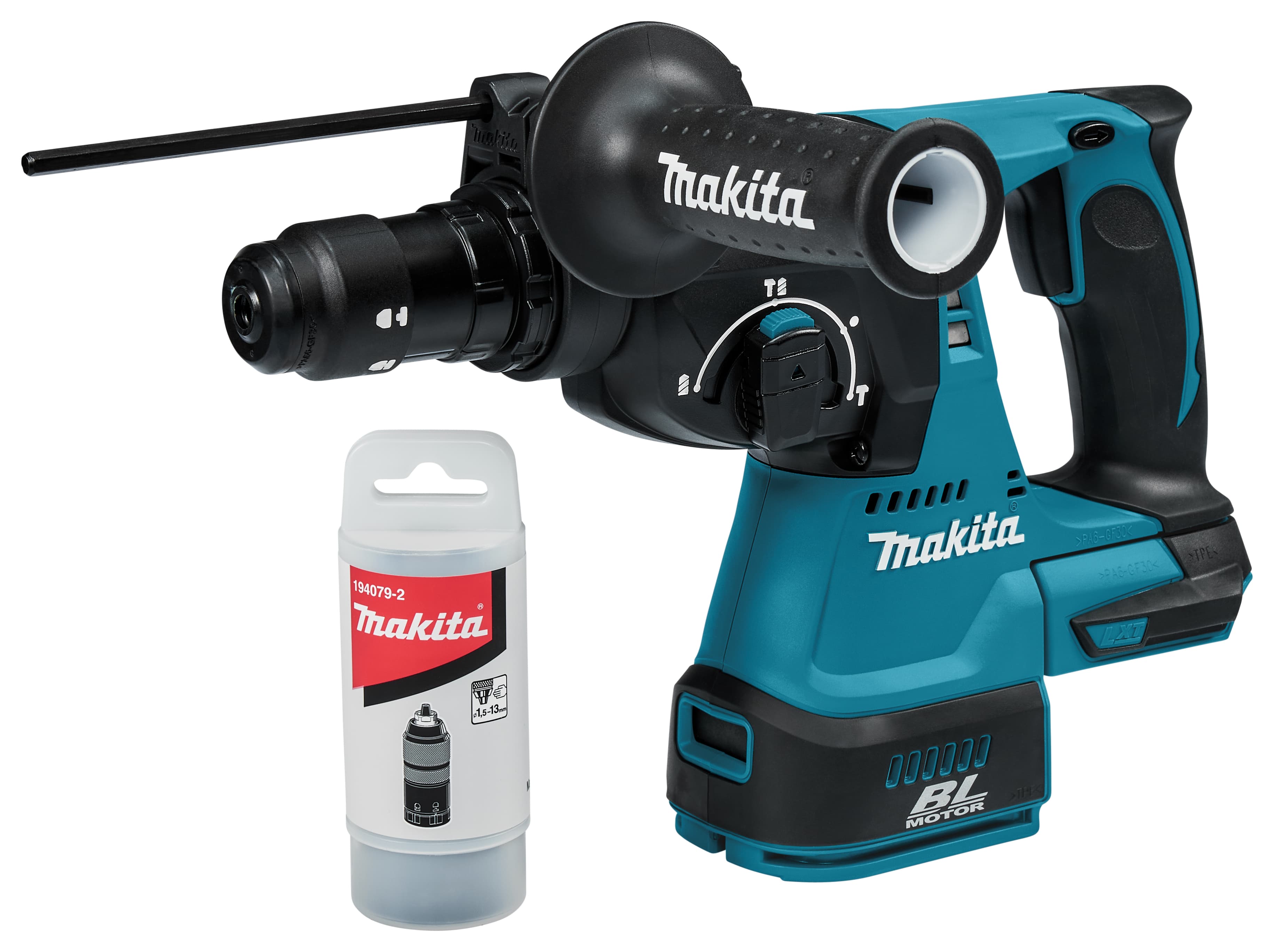 Makita boorhamer DHR243Z SDS-plus 2.0J beitelstop 18V wisselbare boorkop