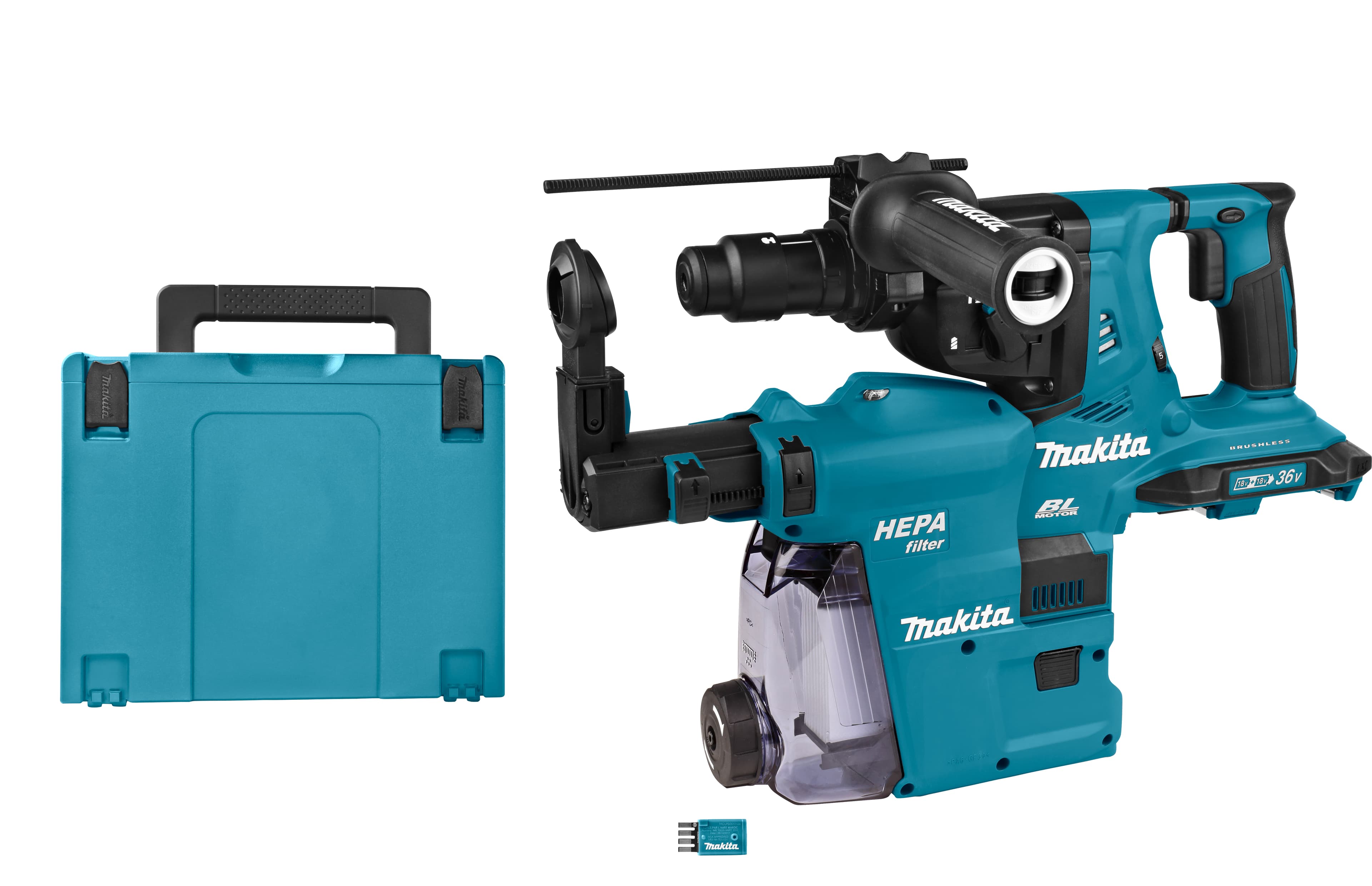 Makita boorhamer DHR283ZWJU SDS-plus 2.9J beitelstop 2x18V AWS stofafzuiging Mbox