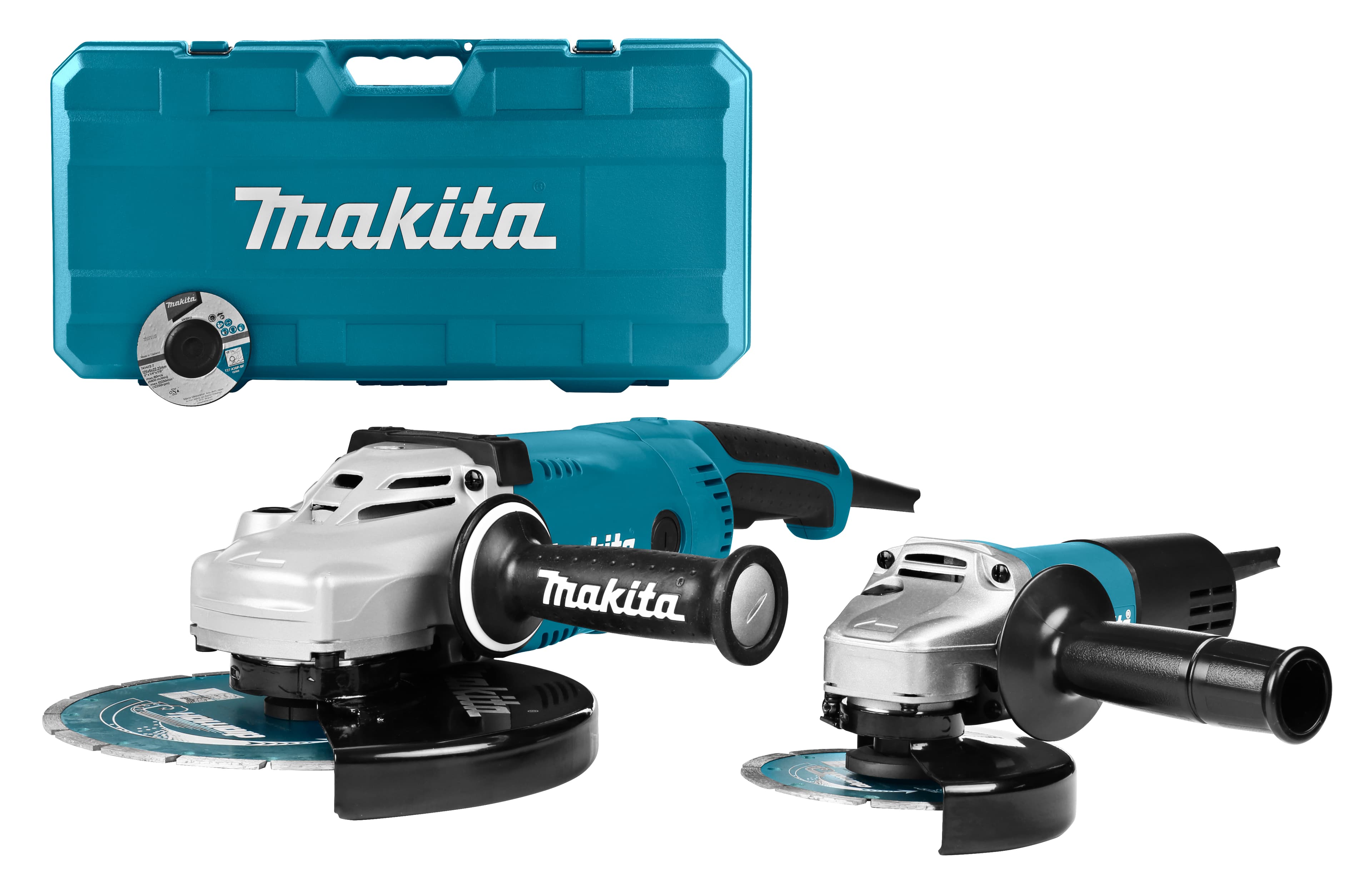 Makita haakse slijper set DK0054X1 125+230mm 2 diamantschijven 230V 840+2200W