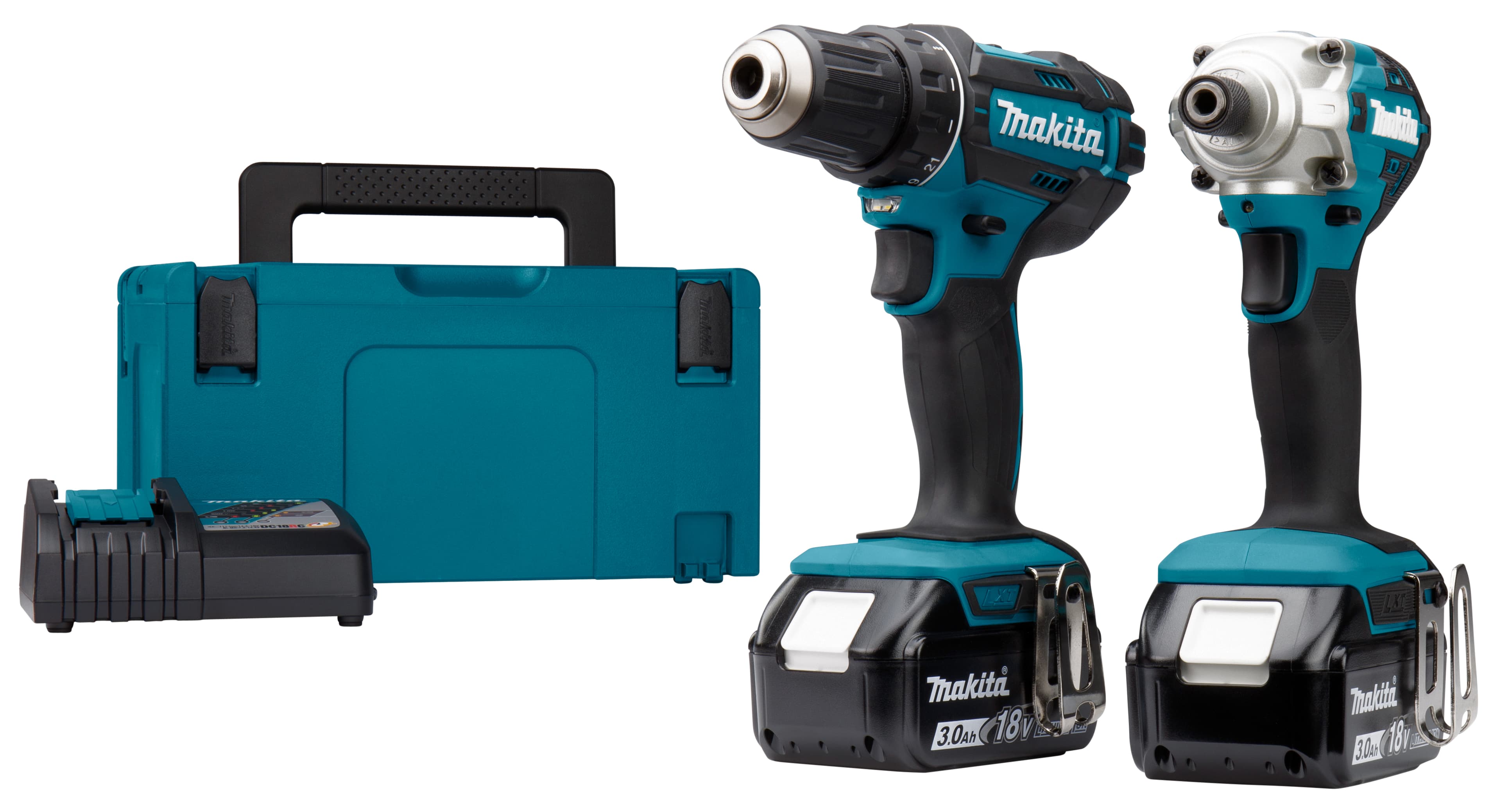 Makita combiset DLX2339J 2-kit 18V 2x 3.0Ah Mbox