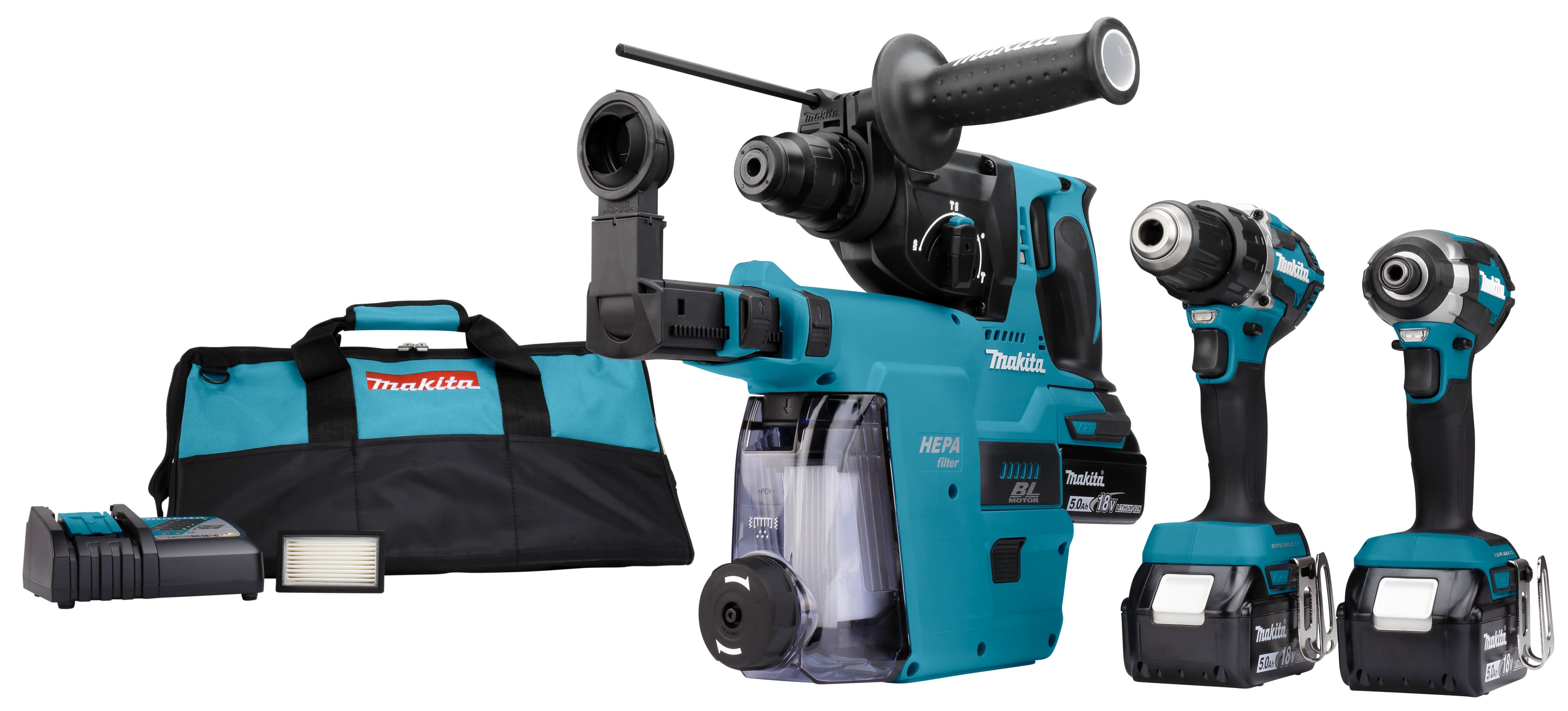 Makita combiset DLX3106TW1 3-kit 18V 3x 5.0Ah