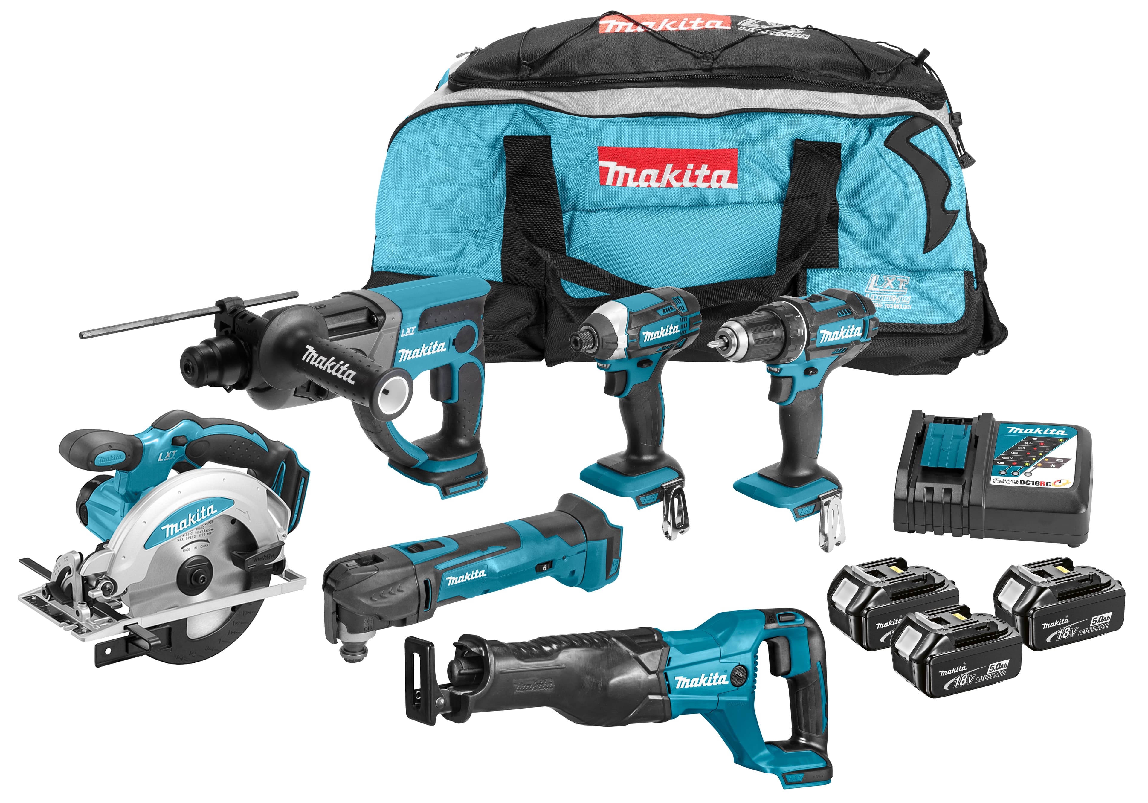 Makita combiset DLX6038T 6-kit 18V 3x 5.0Ah