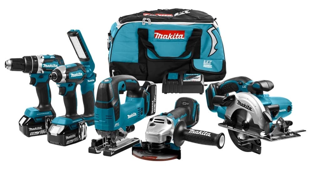 Makita combiset DLX6082T 6-kit 18V 3x 5.0Ah