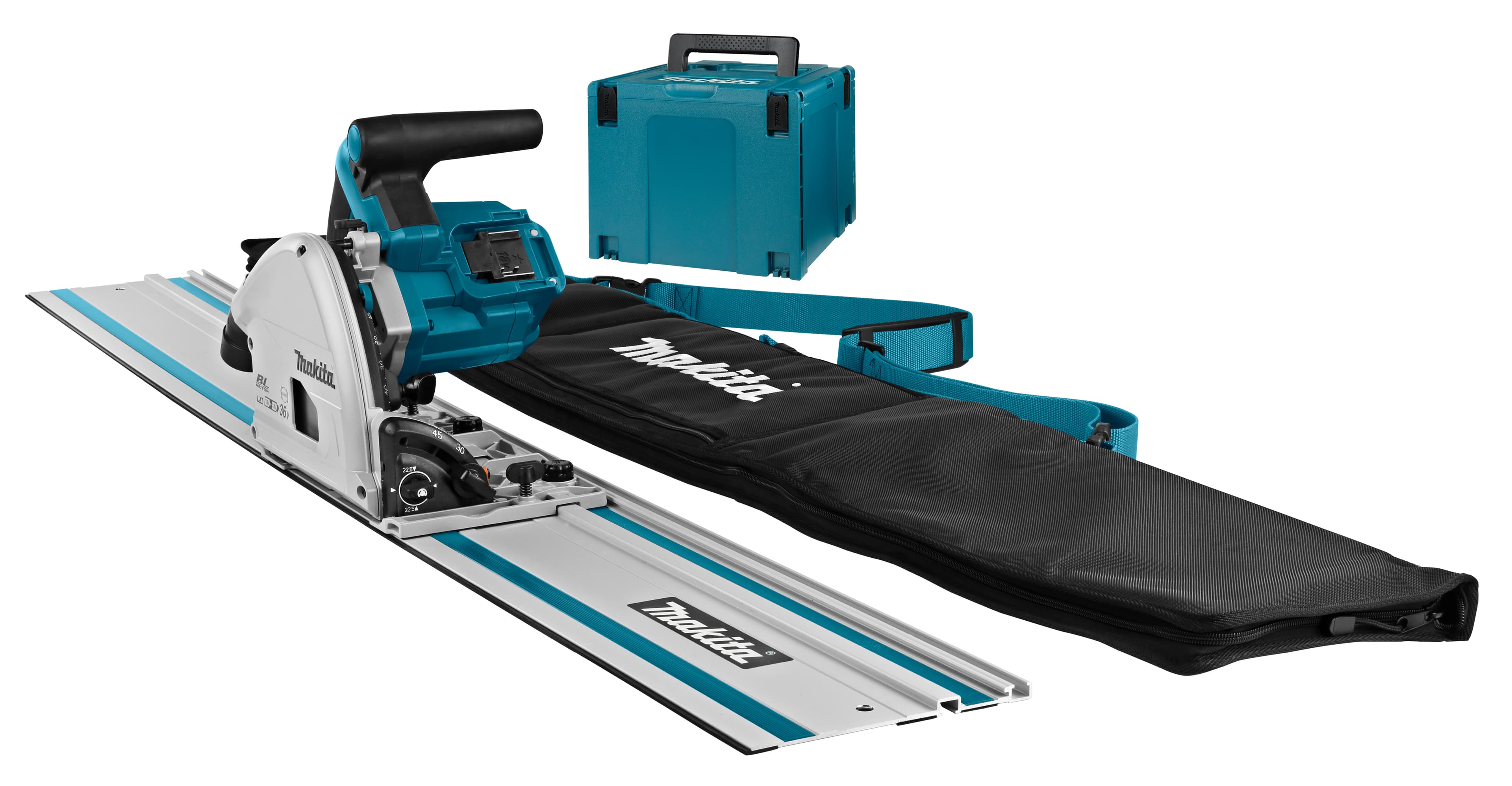Makita invalzaag DSP600ZJ2 165mm 2x18V incl. geleiderail en tas Mbox