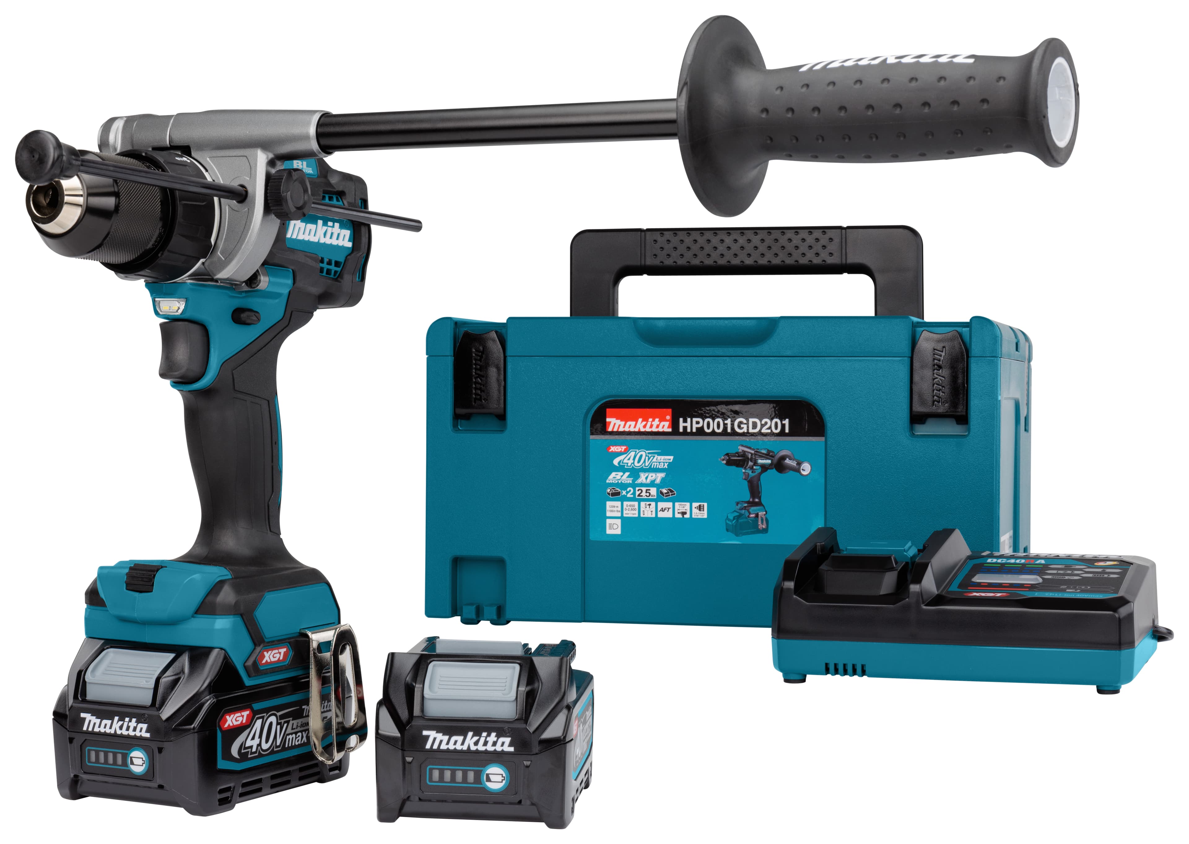 Makita klopboormachine HP001GD201 140Nm 40V 2x 2.5Ah Mbox