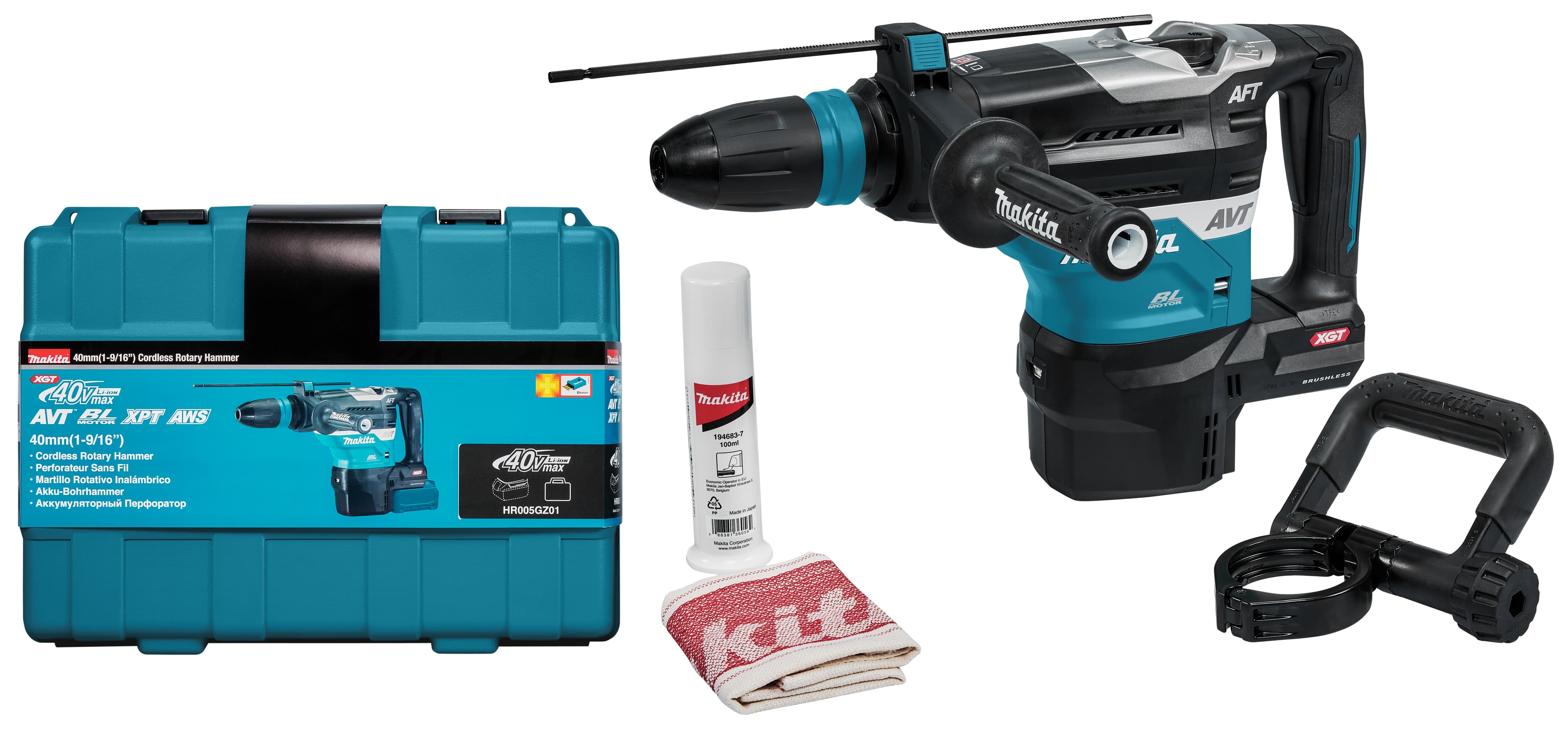 Makita boorhamer HR005GZ01 SDS-max 8.0J beitelstop 40V AWS koffer