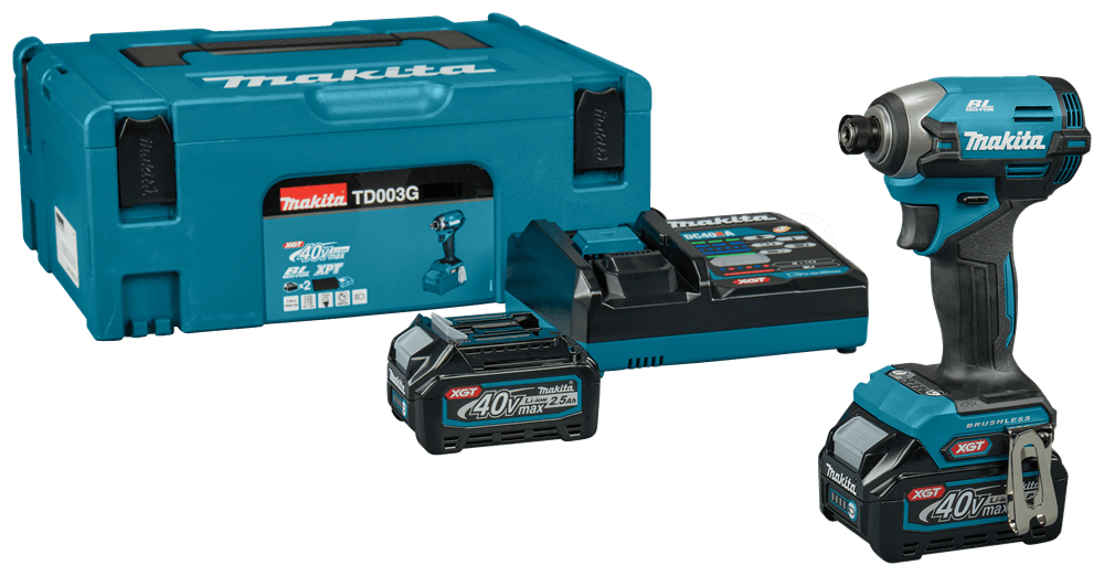 Makita slagschroevendraaier TD003GD201 210Nm 4+T standen 40V 2x 2.5Ah Mbox