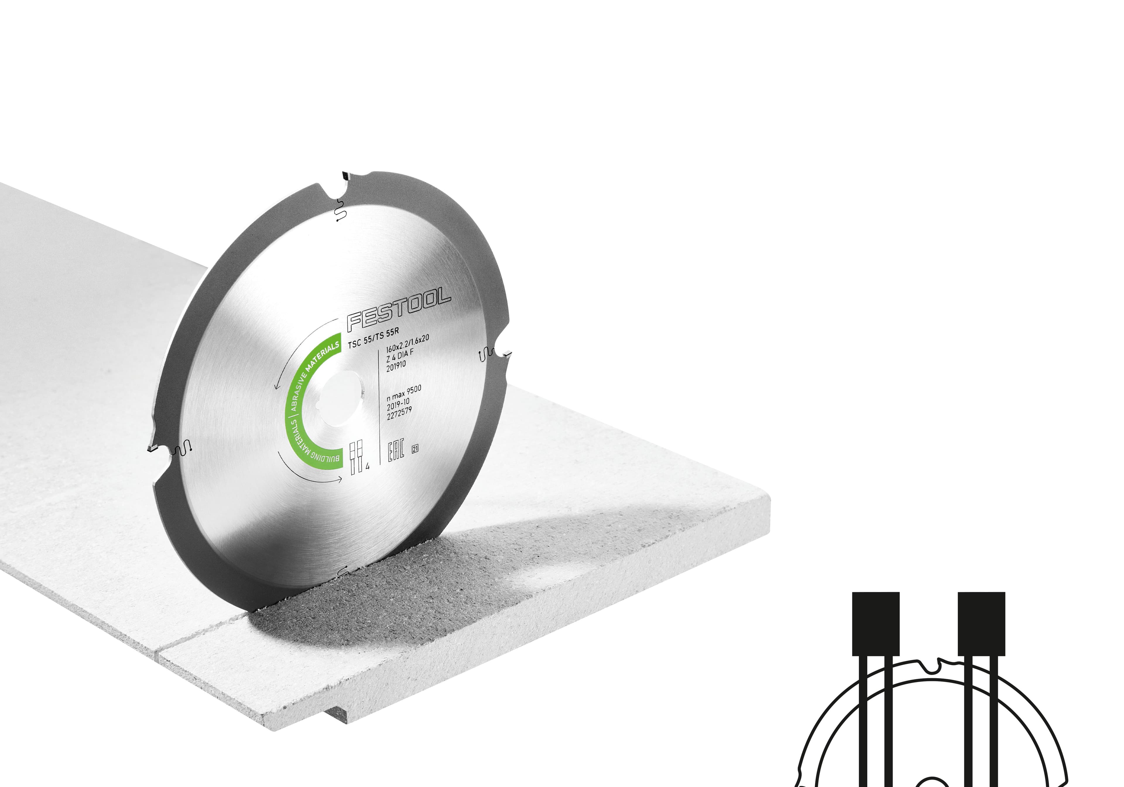 Festool cirkelzaagblad Diamant ABRASIVE MATERIALS DIA 160x2,2x20 4 tands F