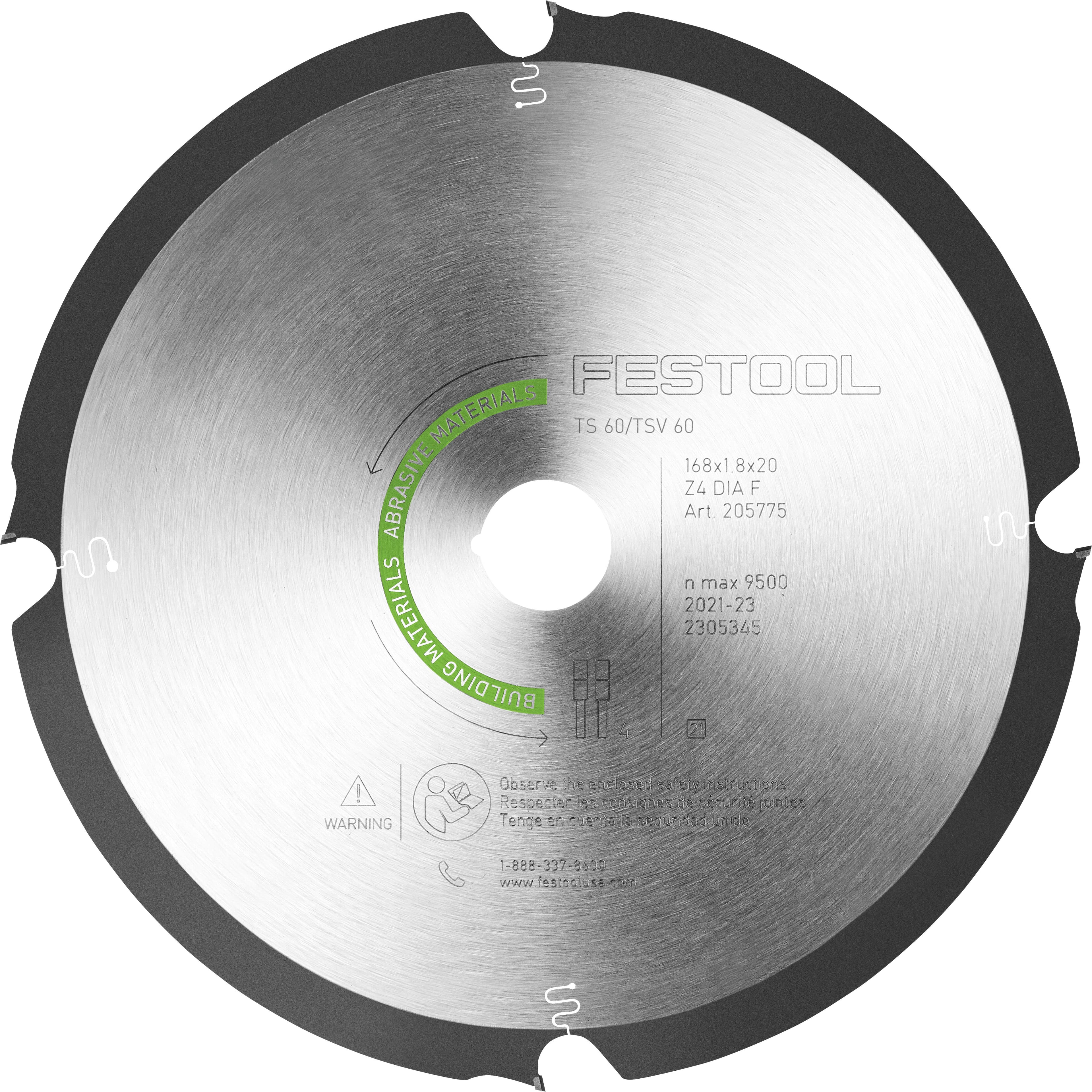 Festool cirkelzaagblad Diamant ABRASIVE MATERIALS DIA 168x1,8x20 4 tands F