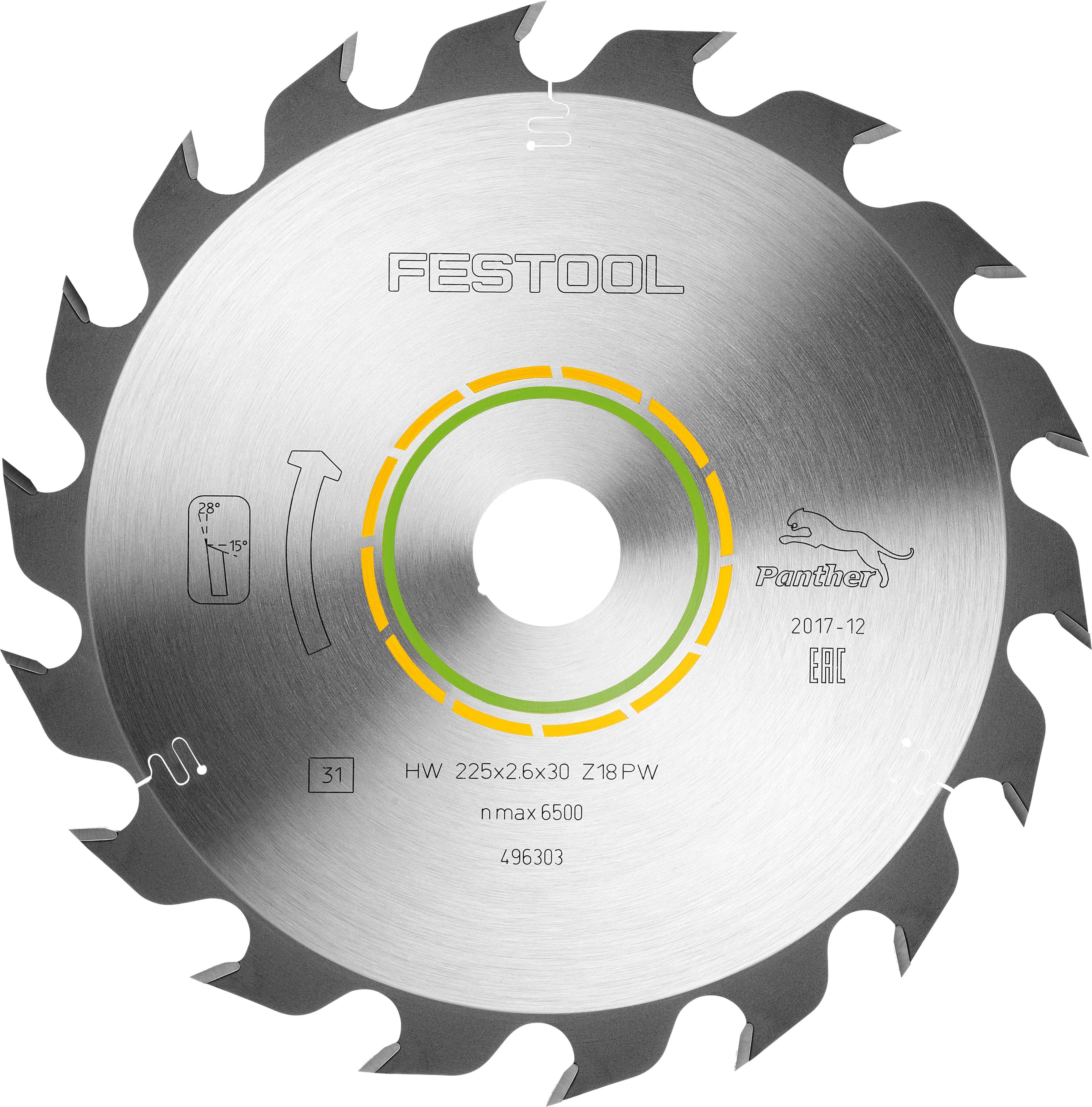 Festool cirkelzaagblad WOOD RIP CUT HW 225x2,6x30 18 tands PW