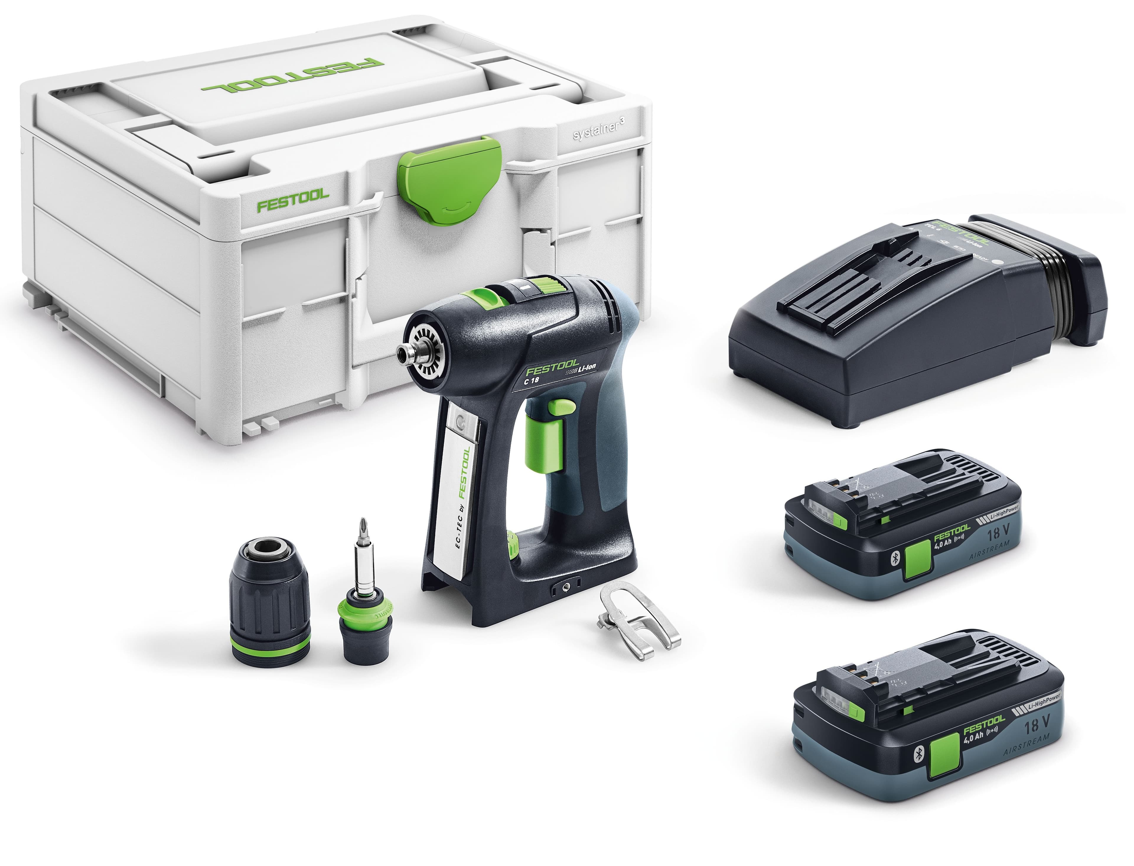 Festool boormachine C 18 HPC4,0 I-Plus 45Nm 18V 2x 4,0Ah