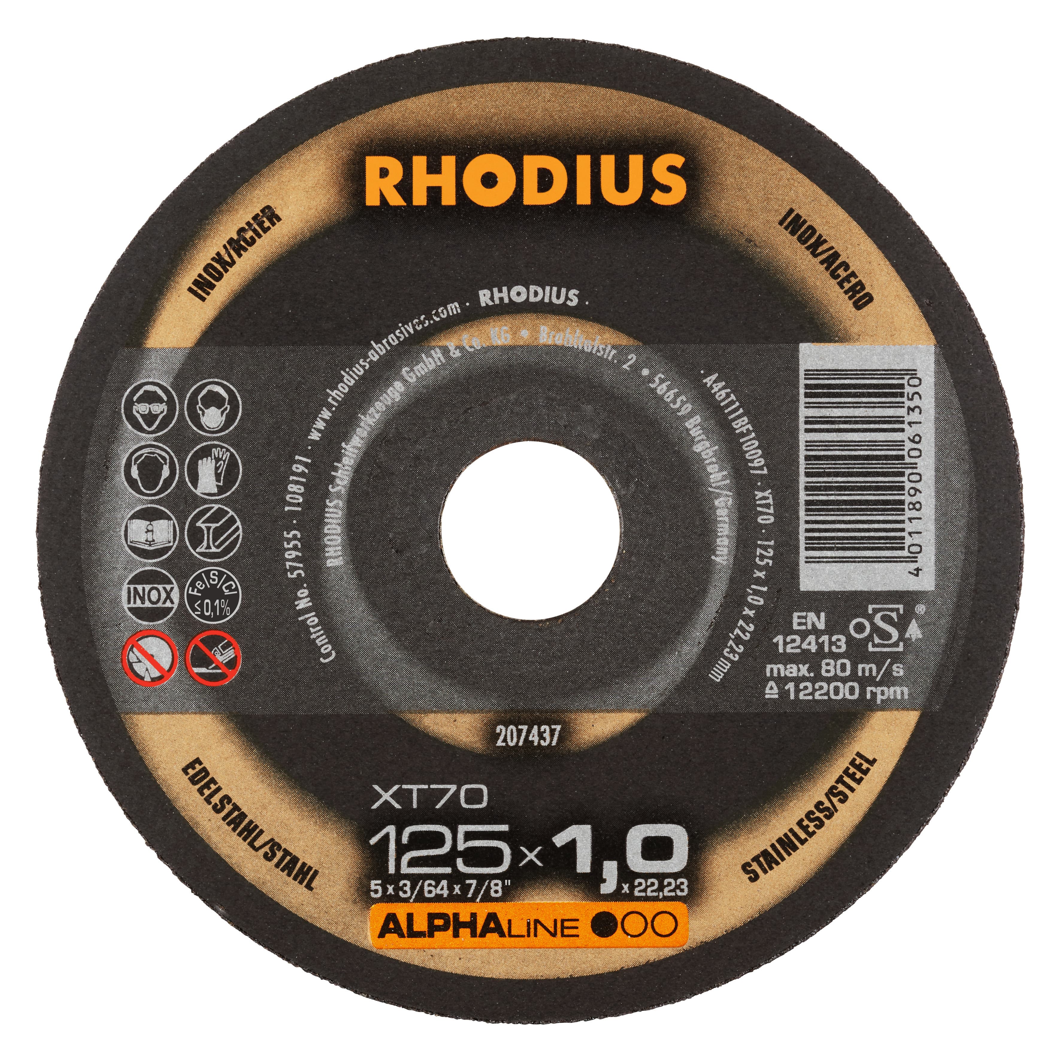 Rhodius Slijpschijf XT70 Staal/Rvs 125 x 1.0mm