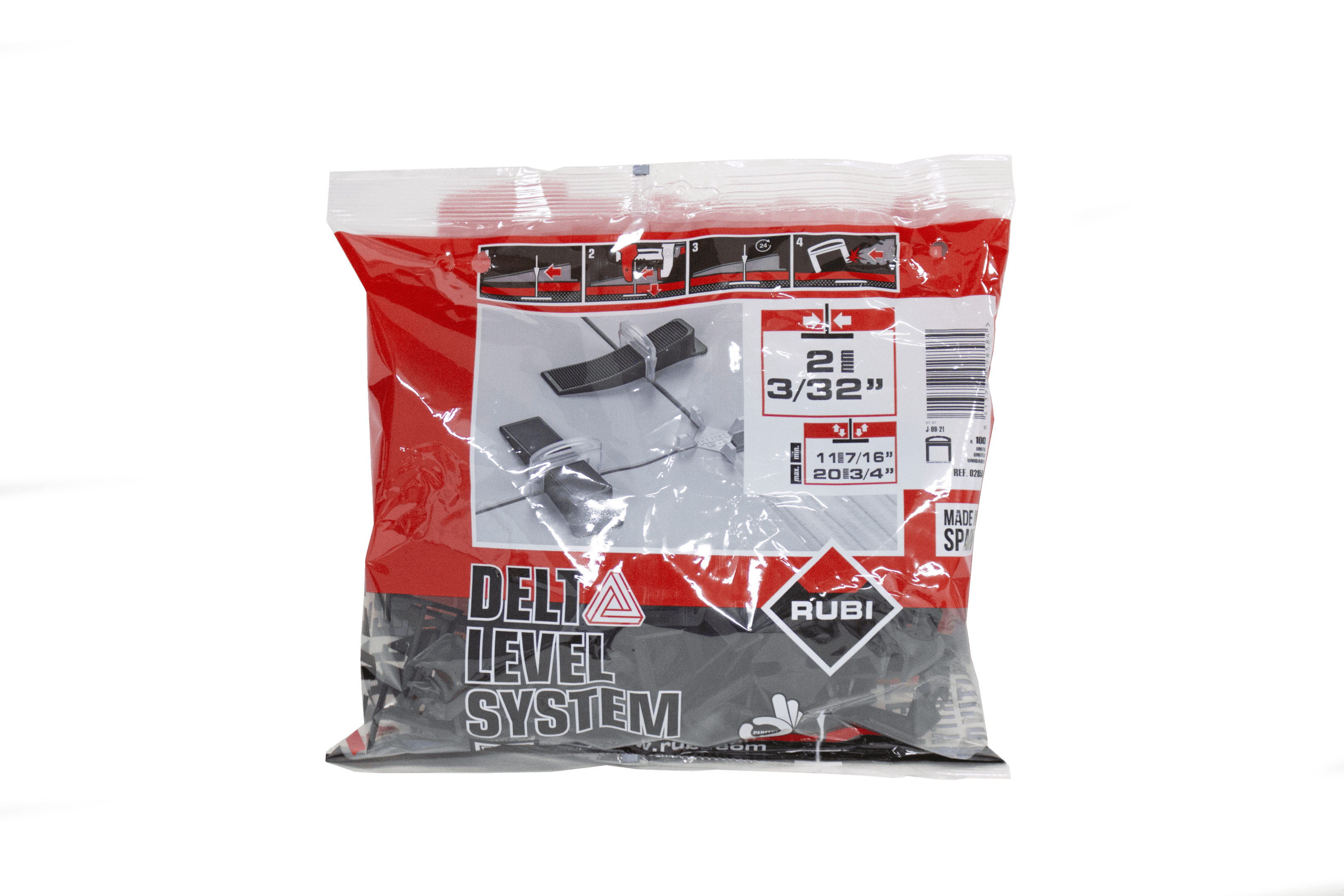 Rubi nivelleerclip DELTA 2mm tegeldikte 11-20mm SUPERPRO 100st