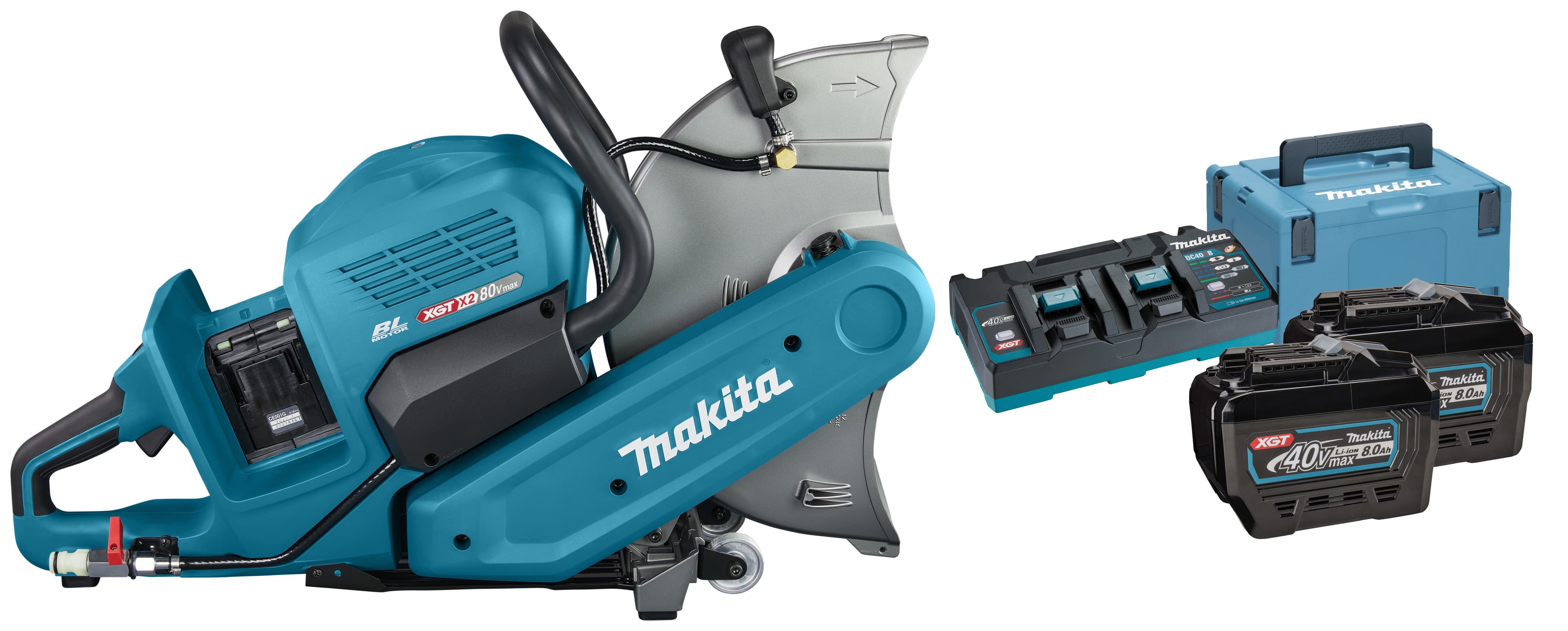 Makita bandenzaag CE001GL204 355mm rem wateraansluiting 2x40V 2x 8.0Ah Mbox