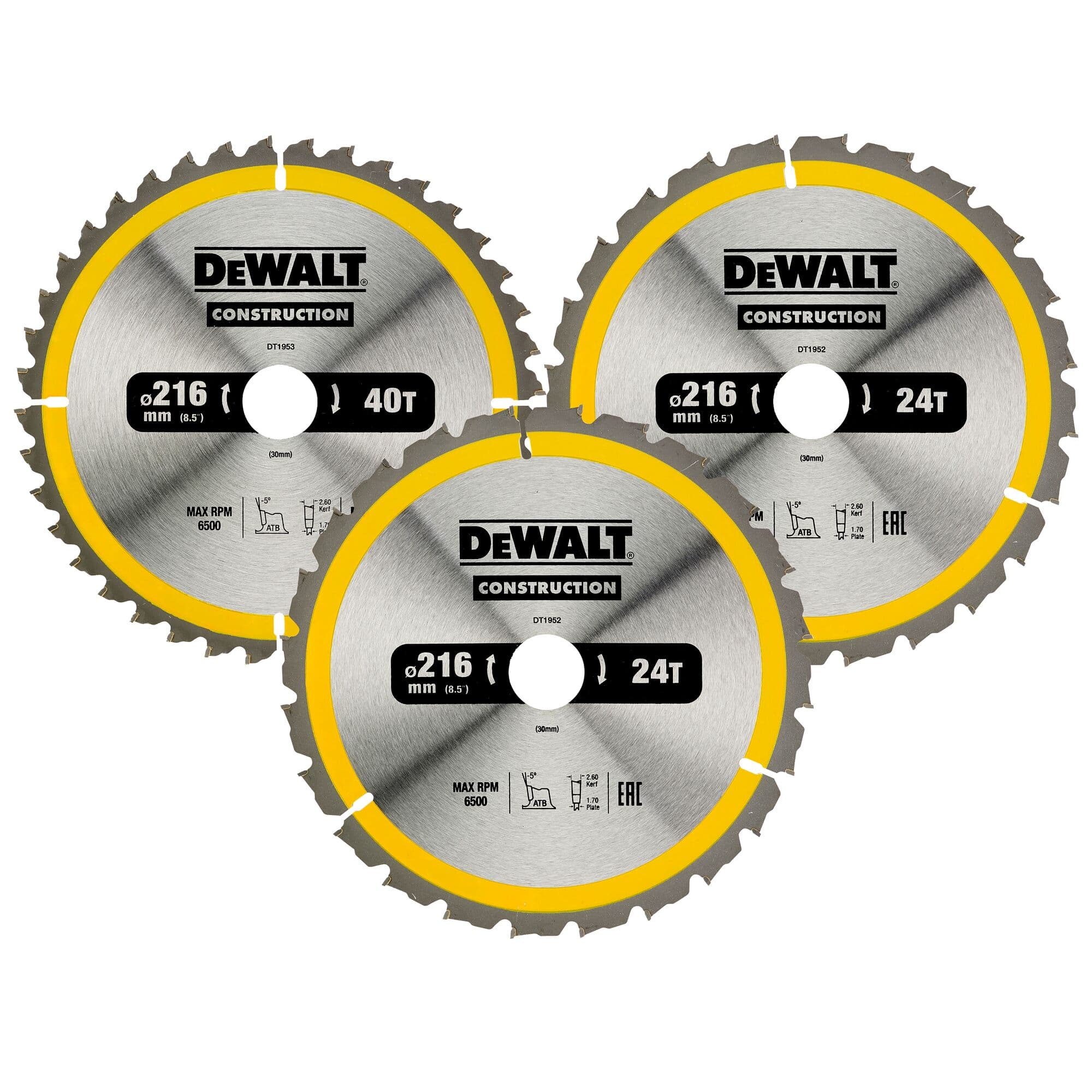 Dewalt Cirkelzaagbladenset 216x30x2.60 2x24T/40T DT1962-QZ