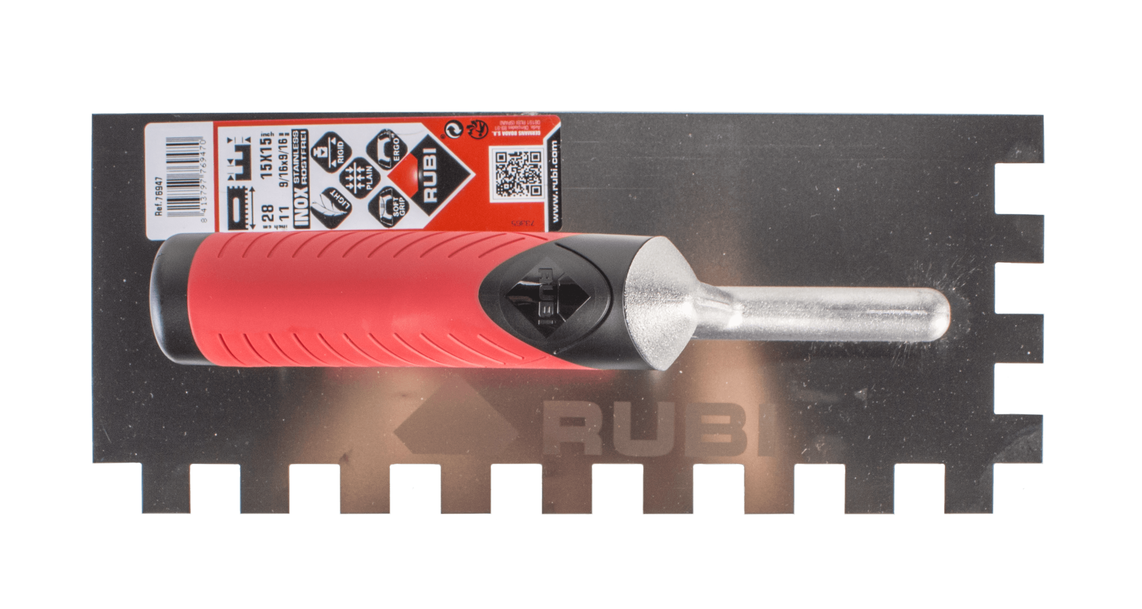 Rubi lijmspaan RUBIFLEX 28cm 10x10mm RVS open handgreep SUPERPRO